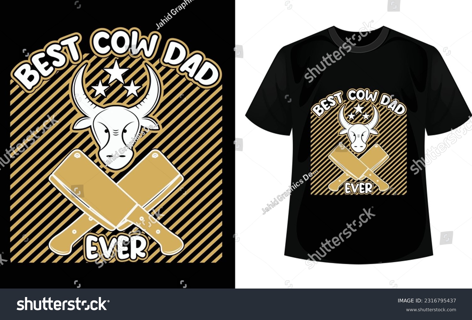 SVG of Best cow dad ever t-shirt design template. svg