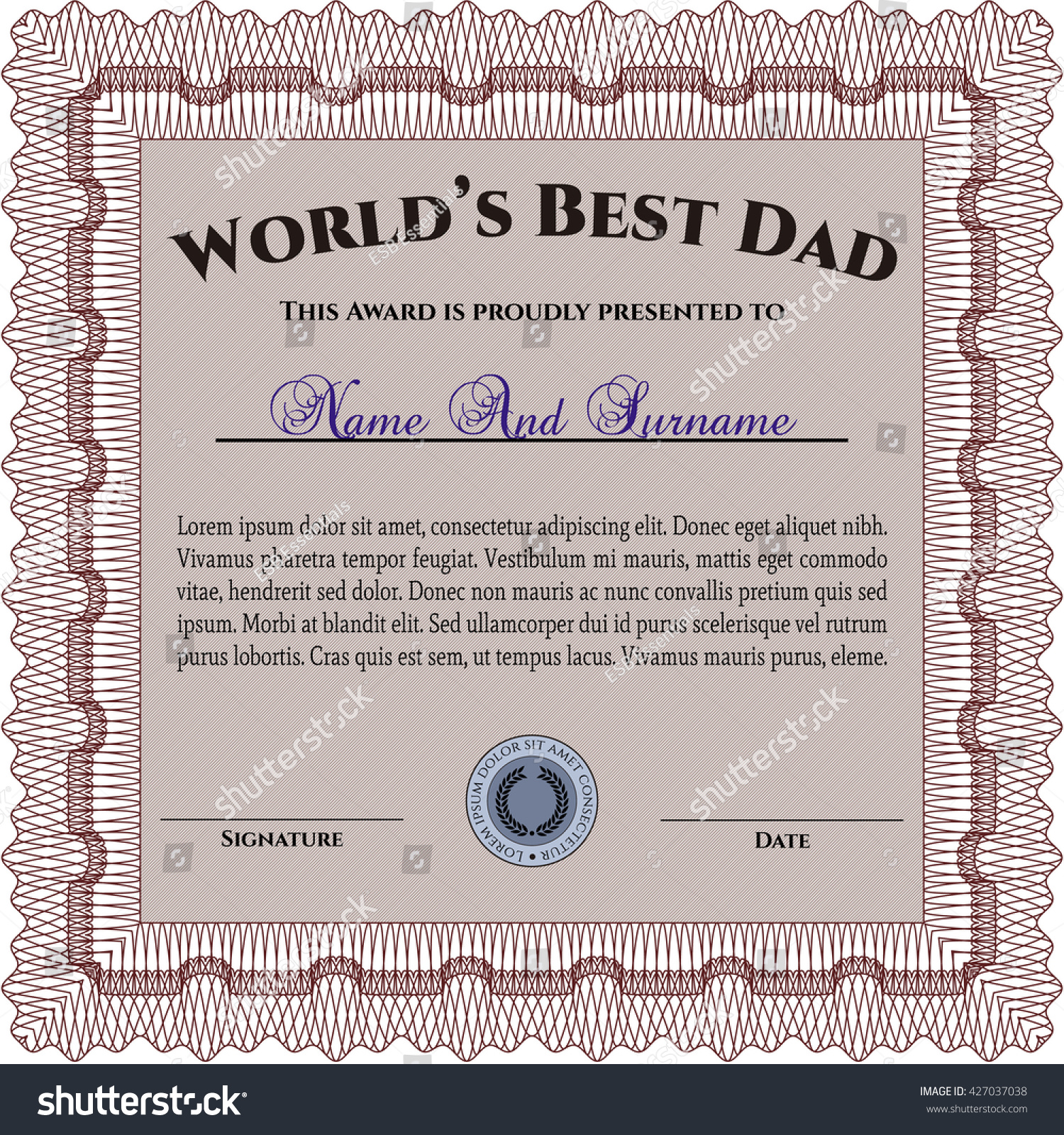 Best Dad Award Border Frame Quality Stock Vector (Royalty Free ...