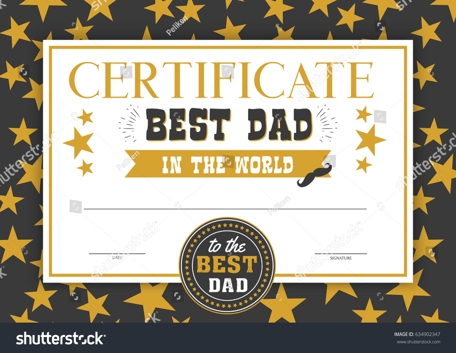 Best Dad World Certificate Special Perfect Stock Vector