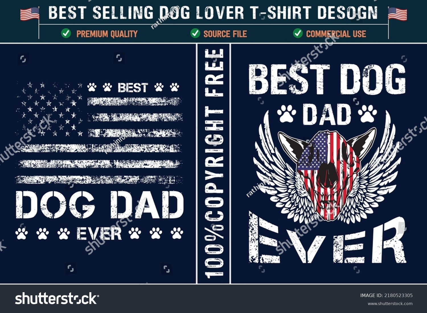 SVG of Best dog dad ever usa patriotic dog lover t-shirt design svg