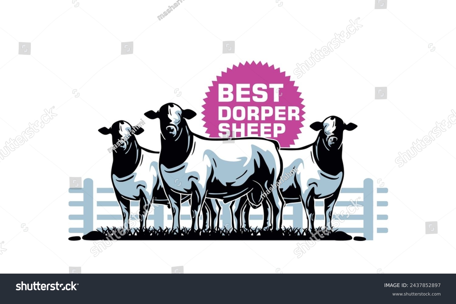 SVG of BEST DORPER SHEEP STANDING LOGO, silhouette of healthy ewe vector illustrations svg