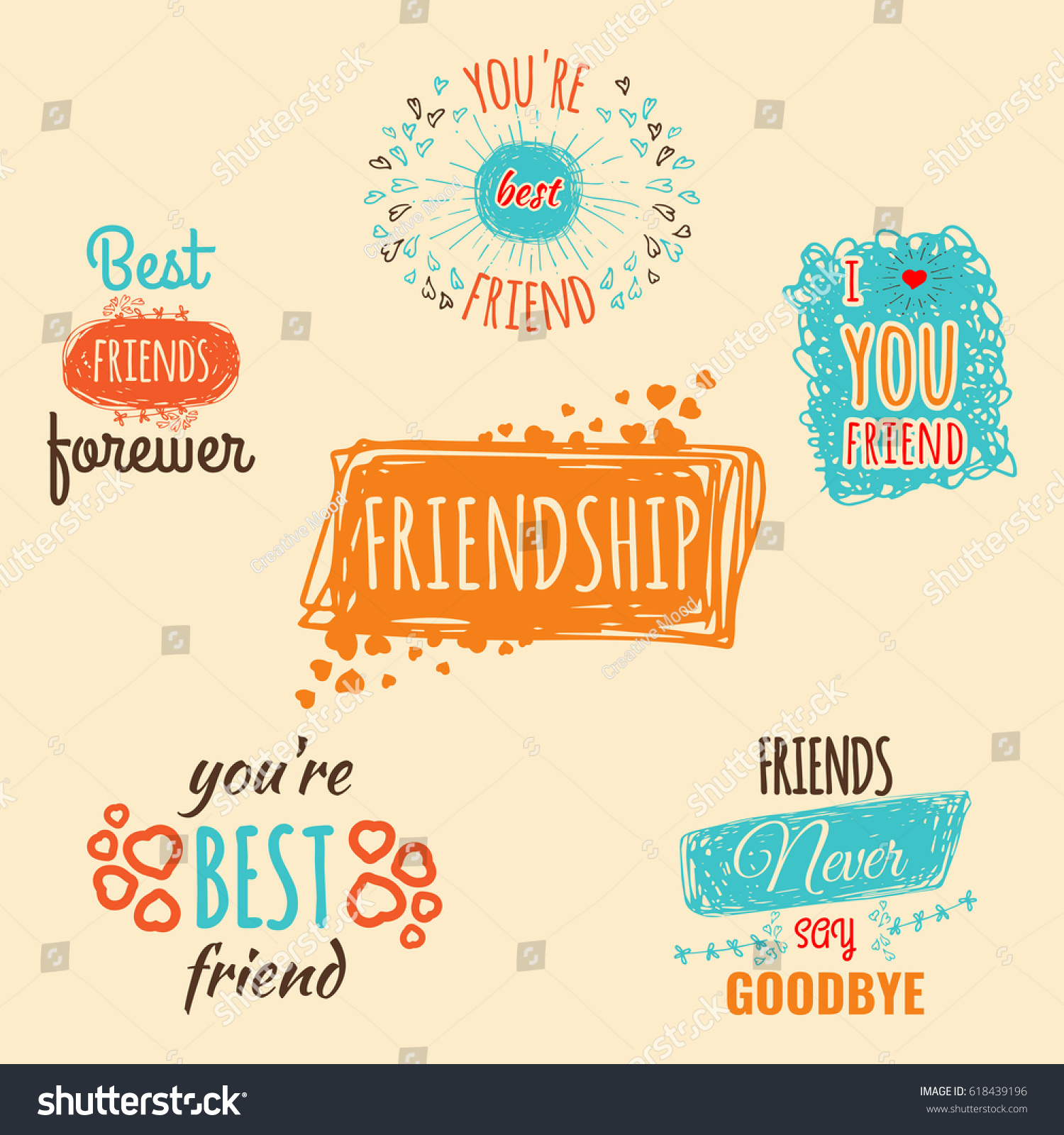 Best Friend Logos Set Text Vector Stock Vector Royalty Free