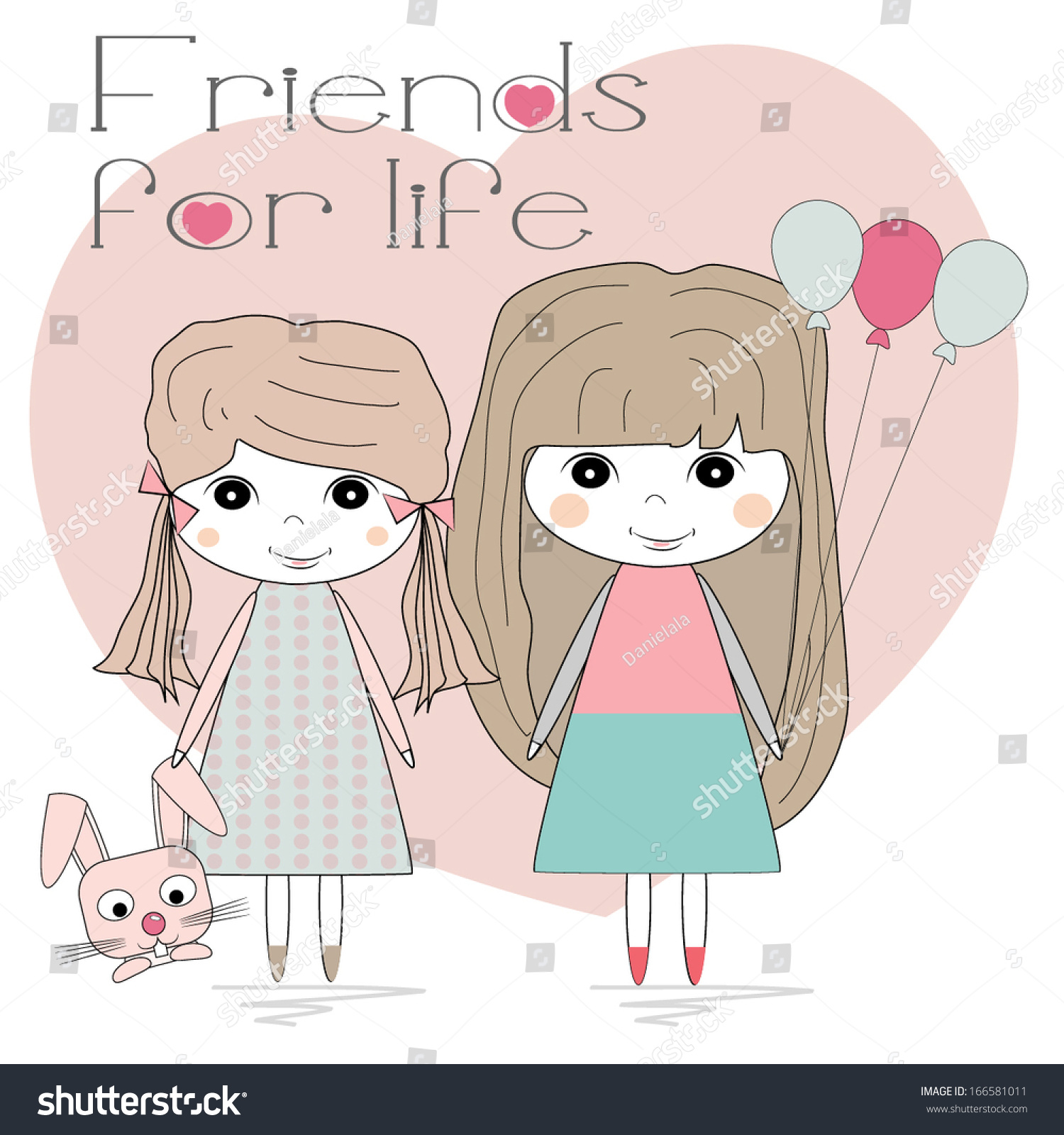 Best Friends Cute Girls Stock Vector (Royalty Free) 166581011 ...