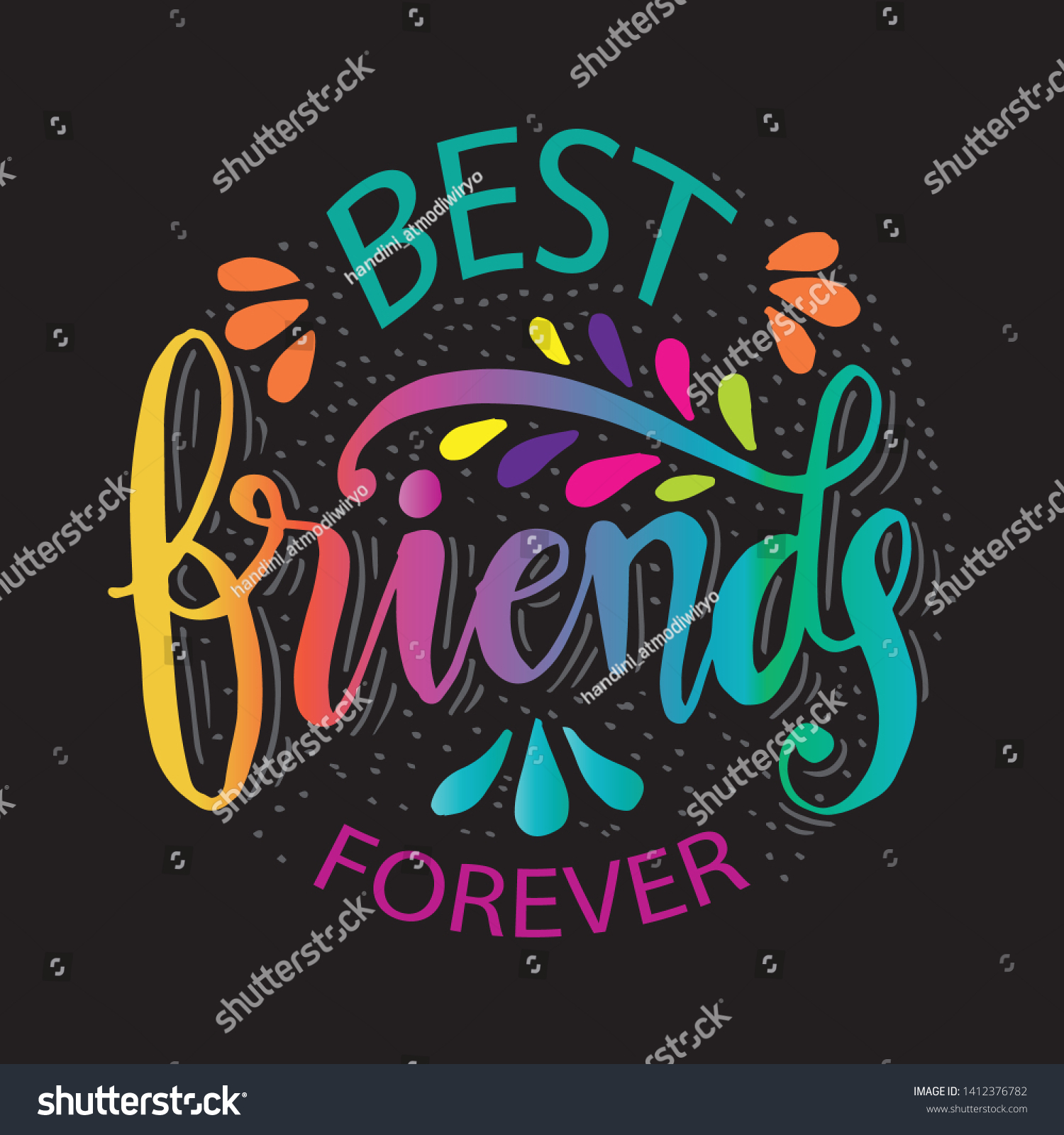 Best Friends Forever Hand Lettering Stock Vector (Royalty Free) 1412376782