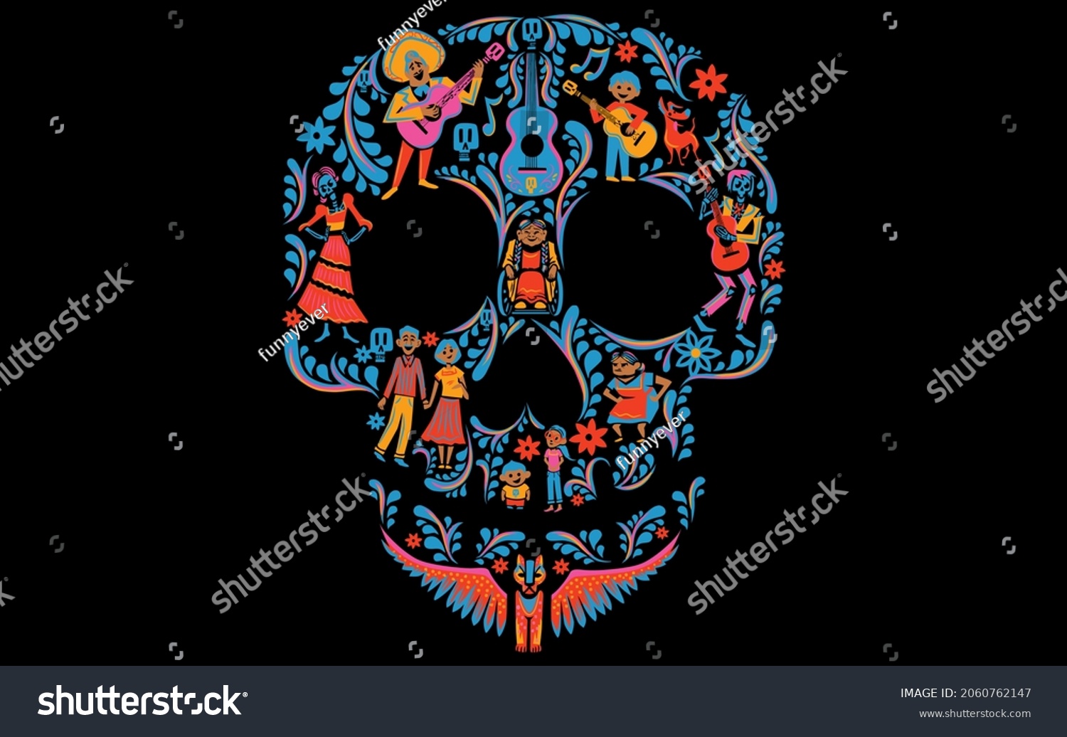 SVG of best funny Pixar Coco Colorful Sugar Skull vector design svg