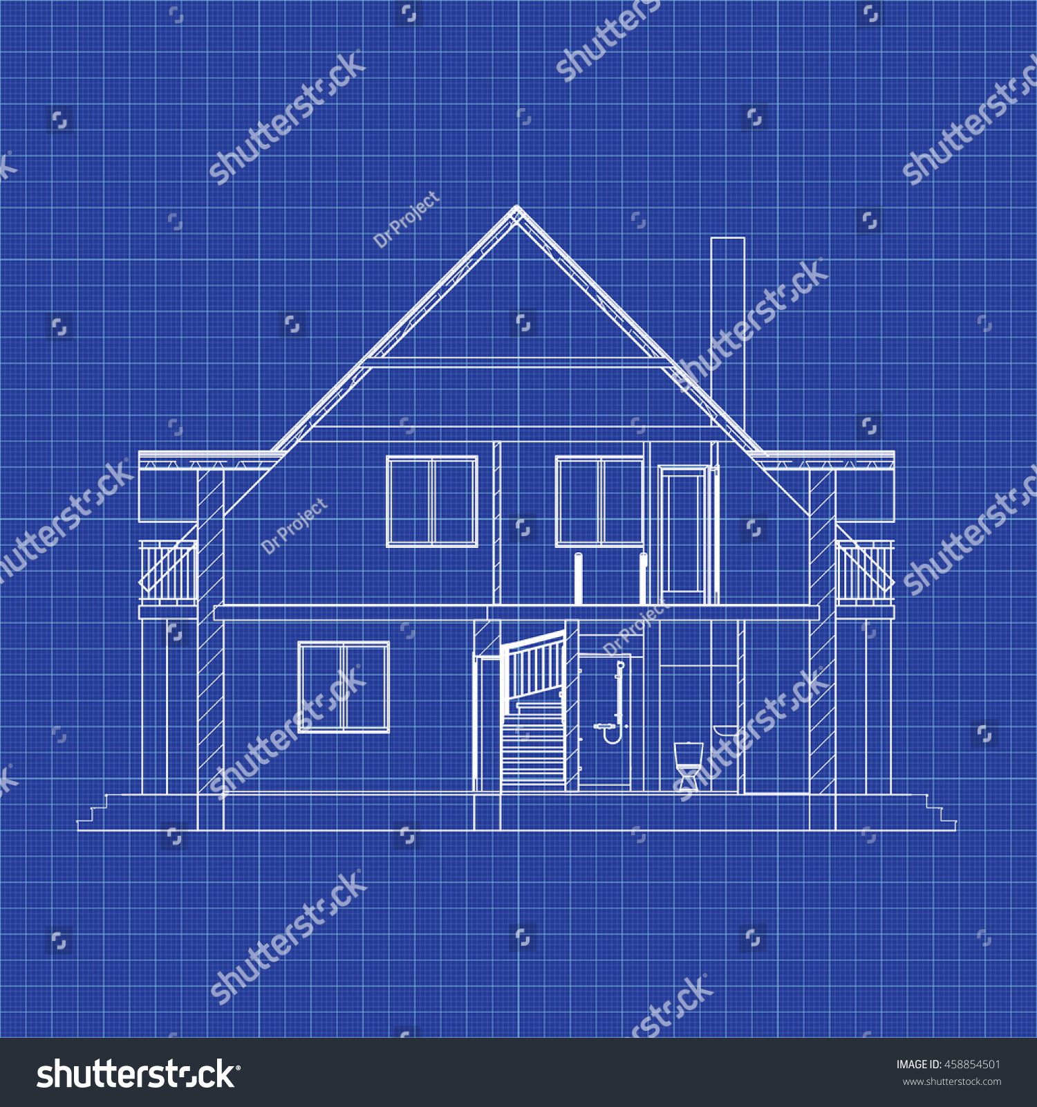 Best Interesting Architectural Background On Graph Paper. Cross-Section ...