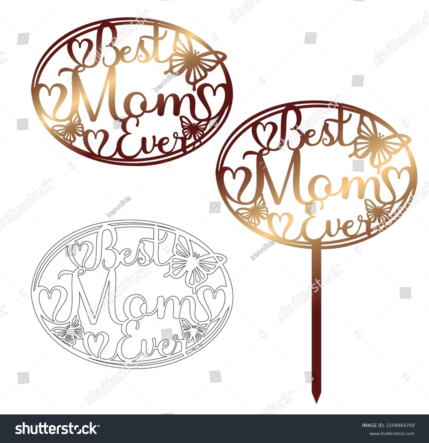 SVG of Best MOM Ever - cake topper with balloon. Sign for laser cutting svg