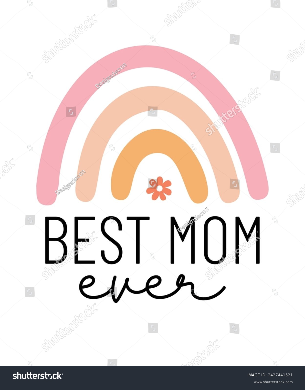 SVG of Best mom ever Happy Mother's Day Mama quote typography handwriting pink boho art on white background svg