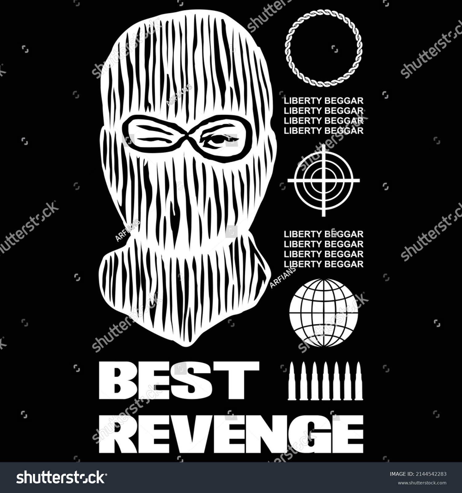 Best Revenge Slogan Masked Man Illustration Stock Vector (Royalty Free ...