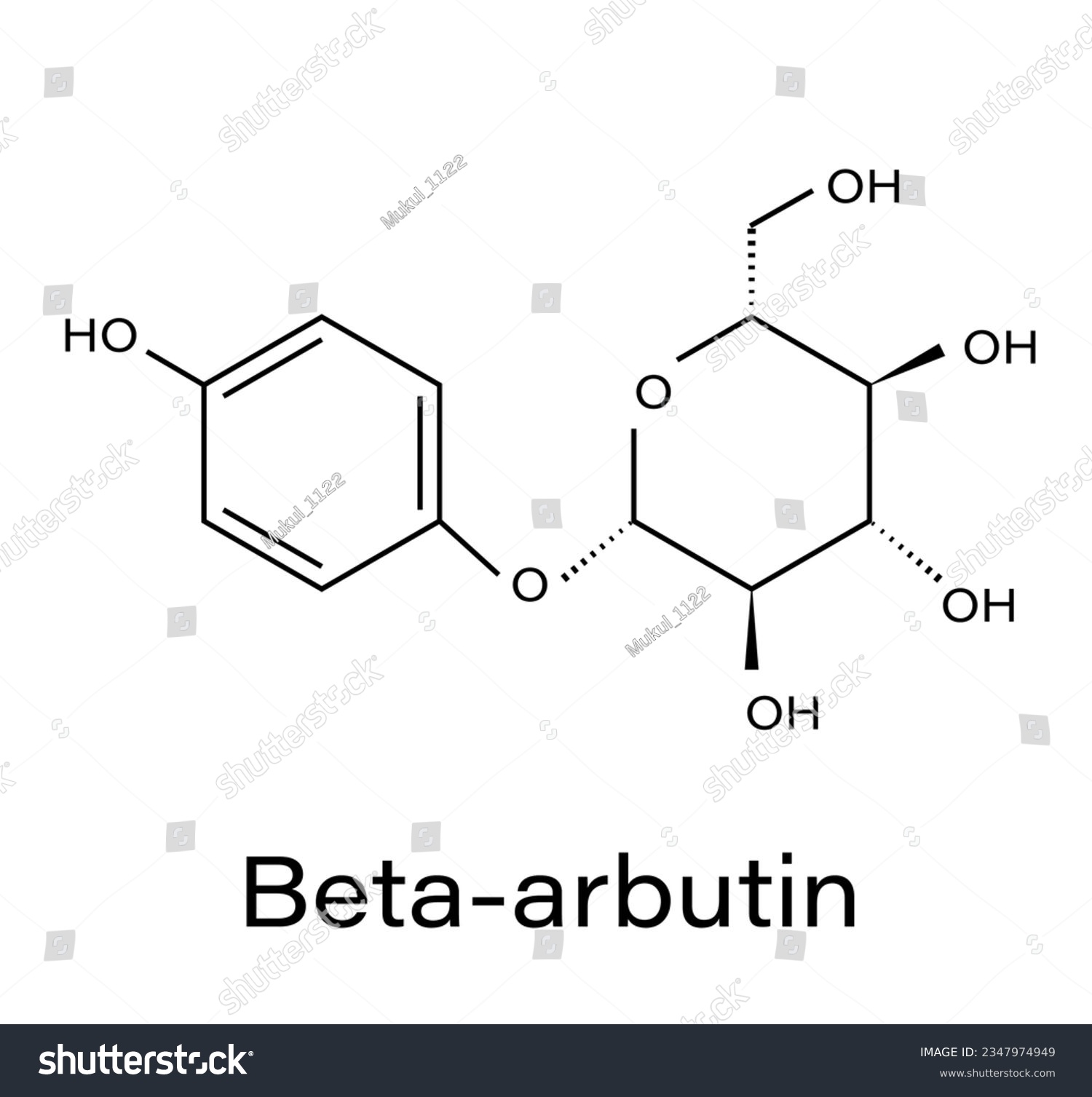SVG of Beta-Arbutin plant molecular structure vector illustration. Skeletal formula molecule. svg