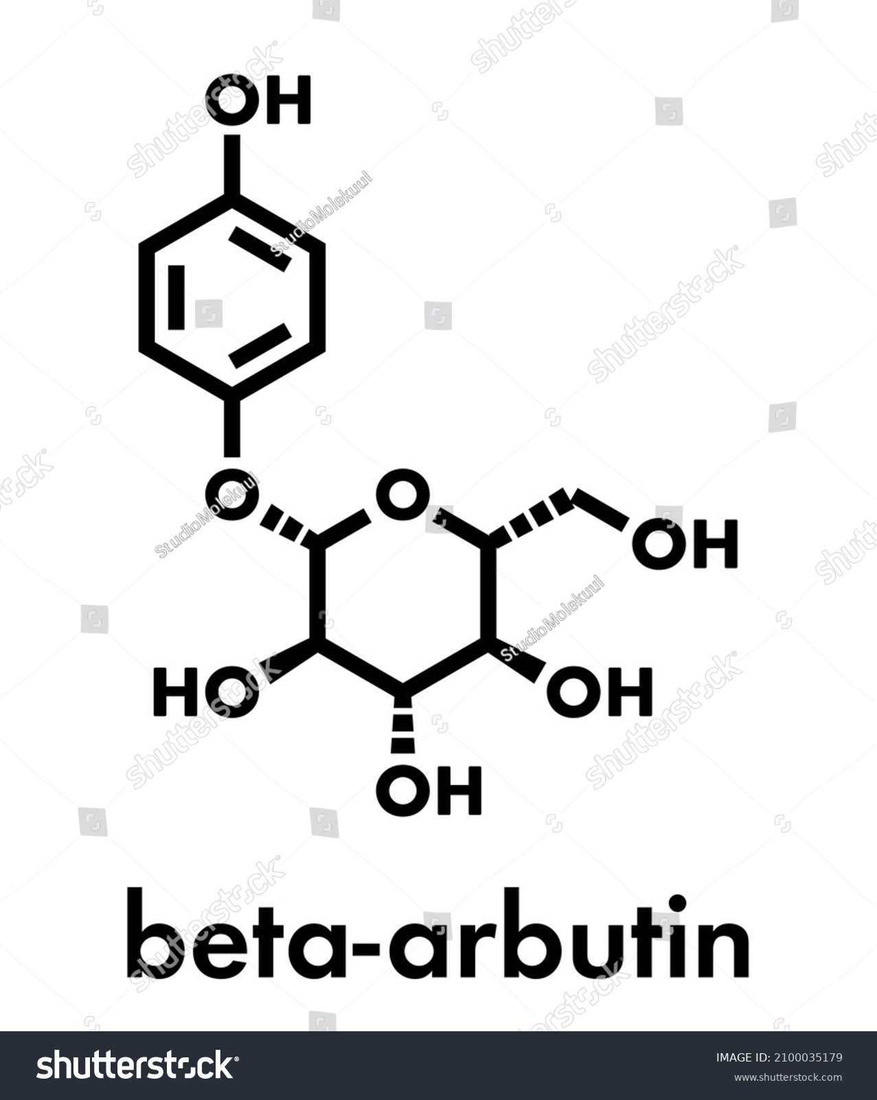 SVG of beta-arbutin plant molecule. Skeletal formula. svg