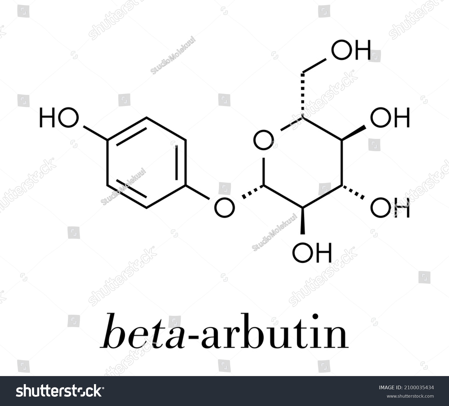SVG of beta-arbutin plant molecule. Skeletal formula. svg
