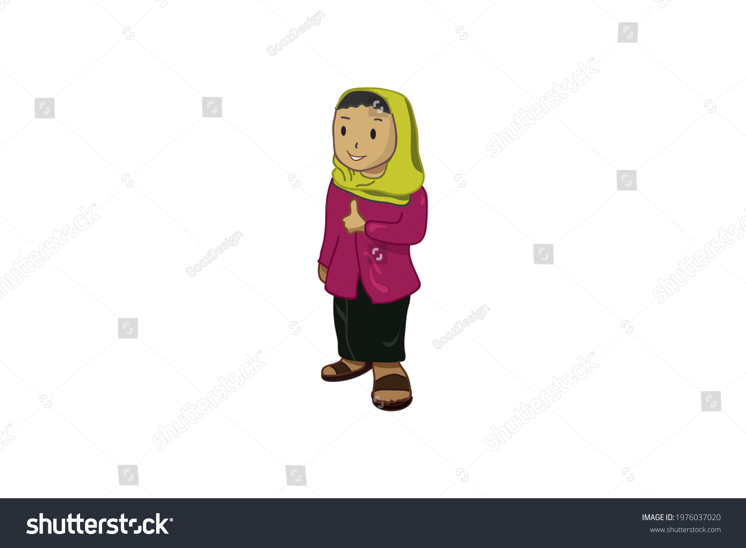 SVG of Betawi Indonesia female cartoon character wearing traditional clothes vector illustration. svg