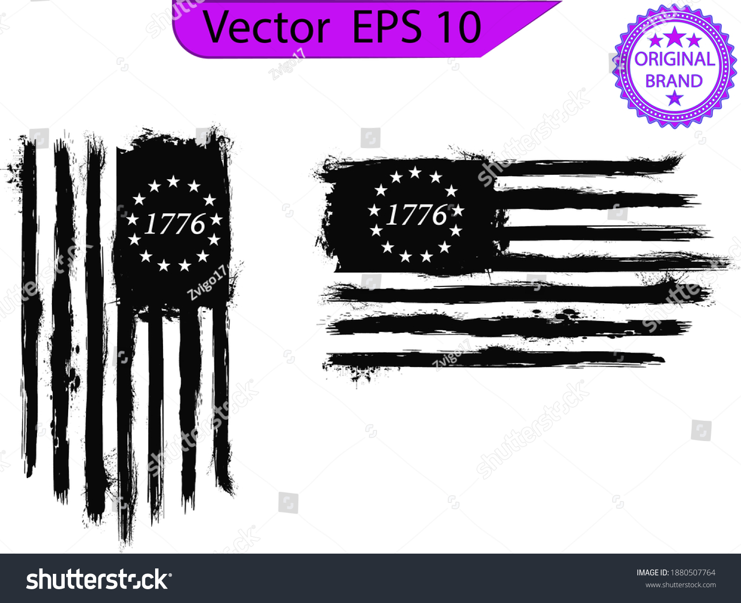 Betsy Ross 1776 13 Stars Distressed Stock Vector (Royalty Free) 1880507764