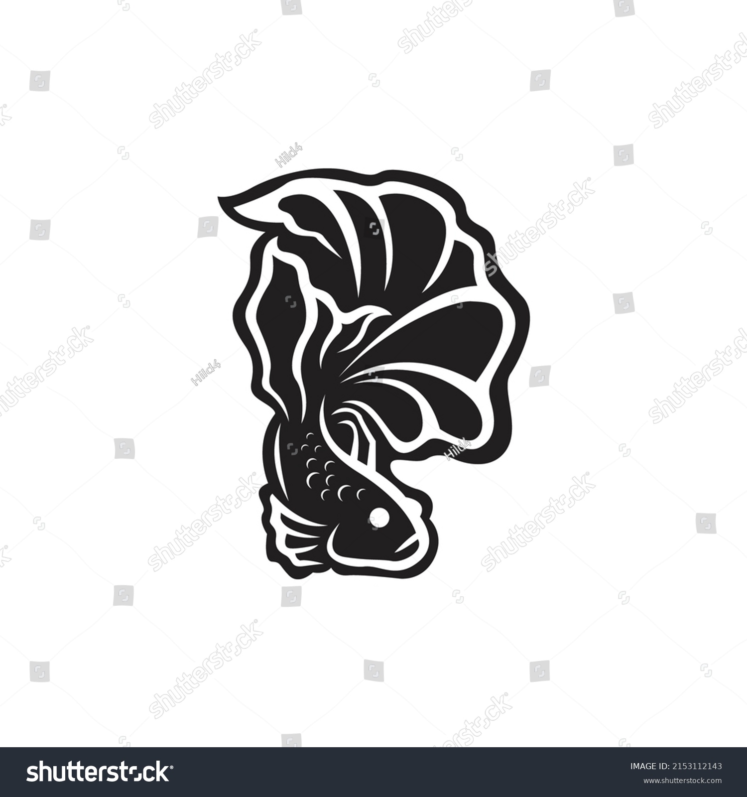 Betta Fish Icon Silhouette Vector Illustration Stock Vector Royalty Free 2153112143 Shutterstock