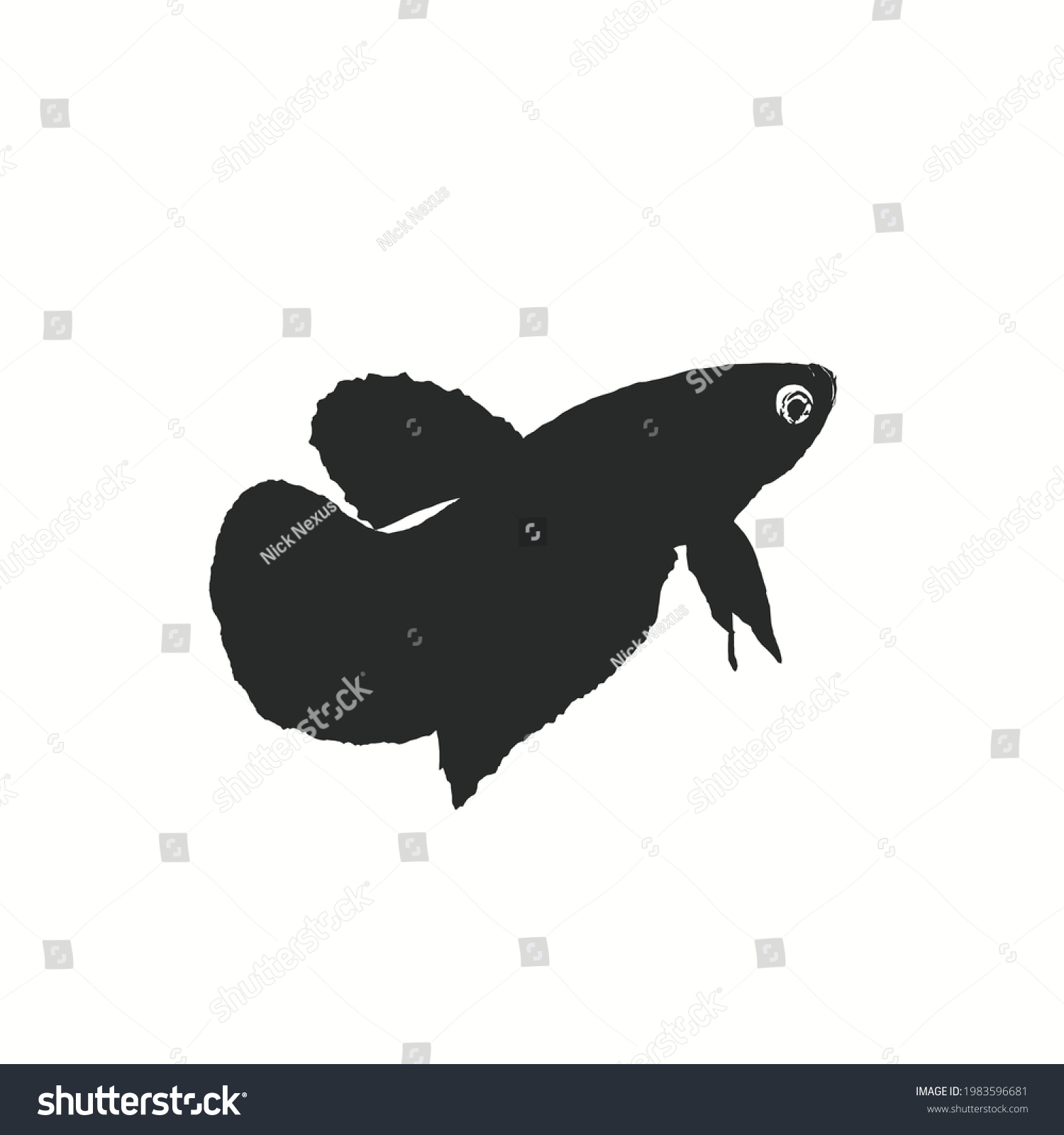 Betta Fish Silhouette Vector Image Editing Stock Vector (Royalty Free ...