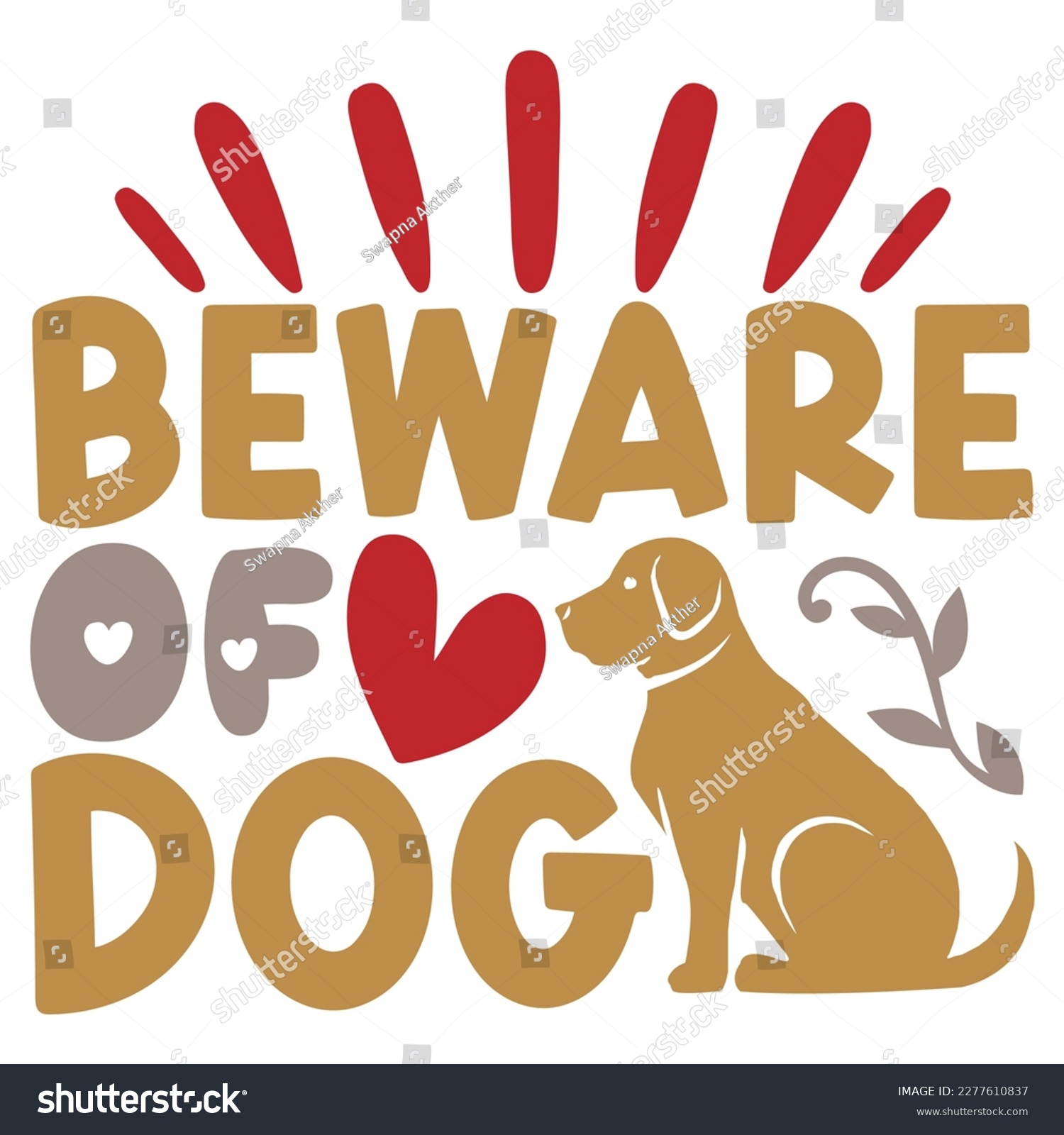 SVG of Beware Of Dog - Boho Retro Style Dog T-shirt And SVG Design. Dog SVG Quotes T shirt Design, Vector EPS Editable Files, Can You Download This File. svg