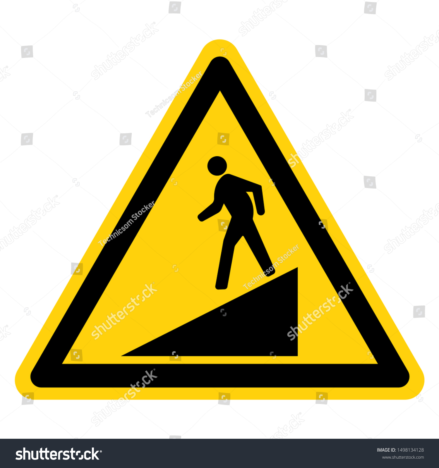 Beware Slope Symbol Signvector Illustration Isolate Stock Vector ...