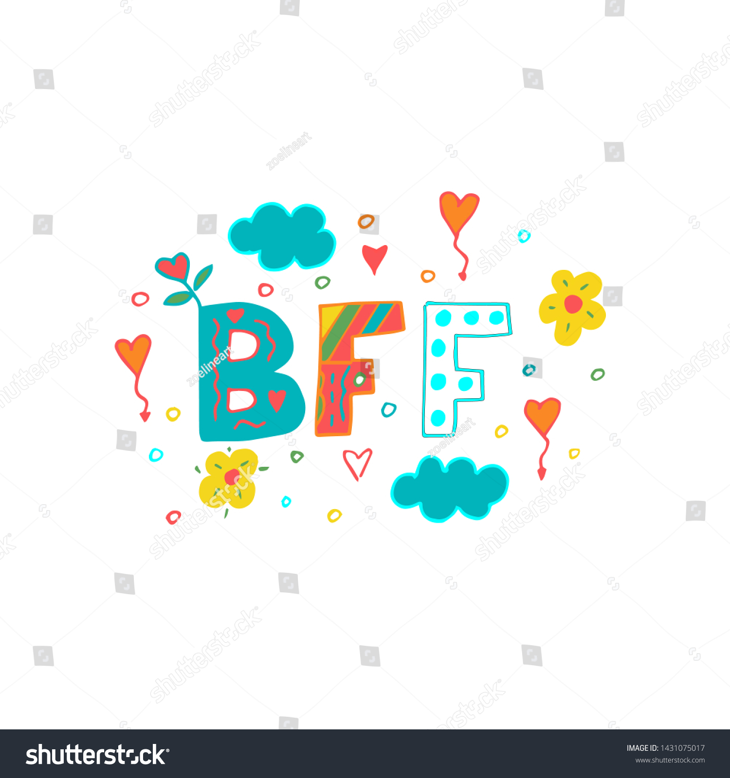 Bff Best Friends Forever Doodle Vector 库存矢量图（免版税）1431075017 | Shutterstock