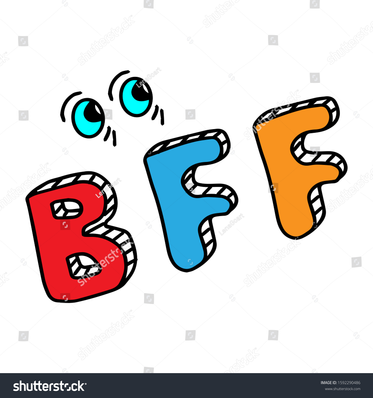 Bff Lettering Best Friends Forever Handwritten Vector De Stock Libre De Regalías 1592290486