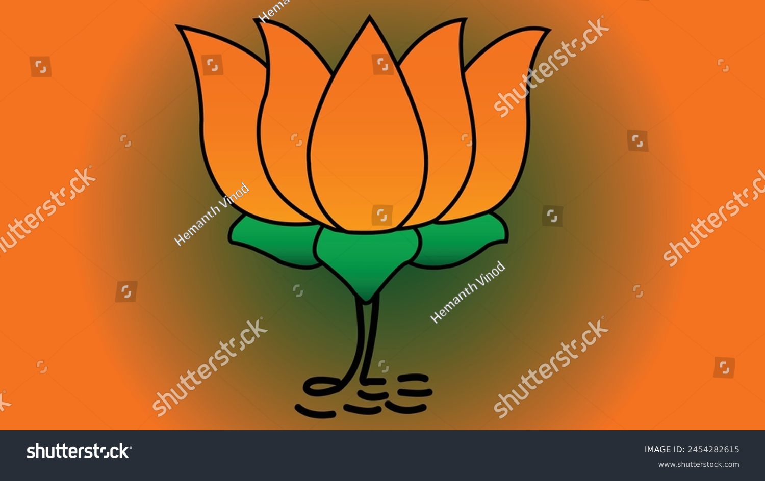 SVG of Bharatiya Janata party,BJP logo of Lotus flower in saffron and green colour vector. svg