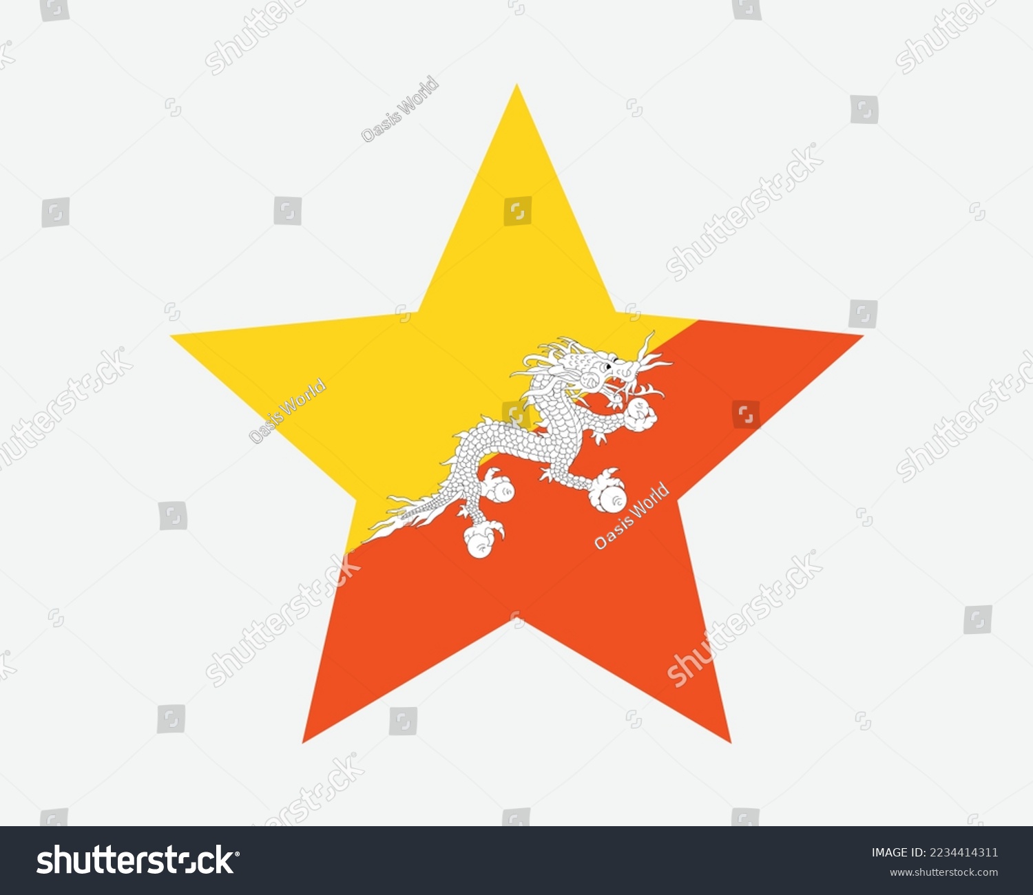 SVG of Bhutan Star Flag. Bhutanese Star Shape Flag. Country National Banner Icon Symbol Vector 2D Flat Artwork Graphic Illustration svg