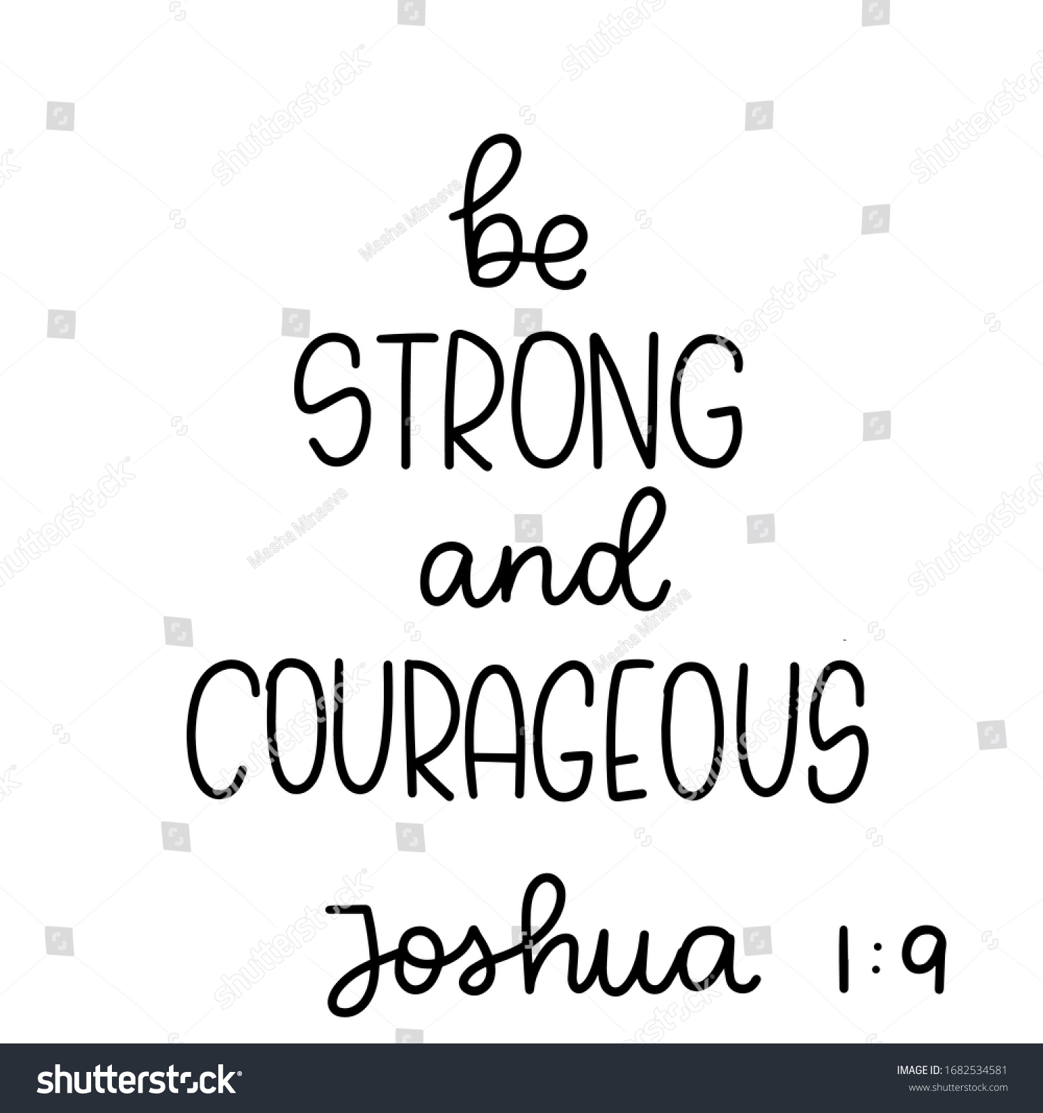 SVG of Bible Christian quote vector design with be strong and courageous Joshua 1:9 handwritten lettering phrase. Short saying about human strengths. svg
