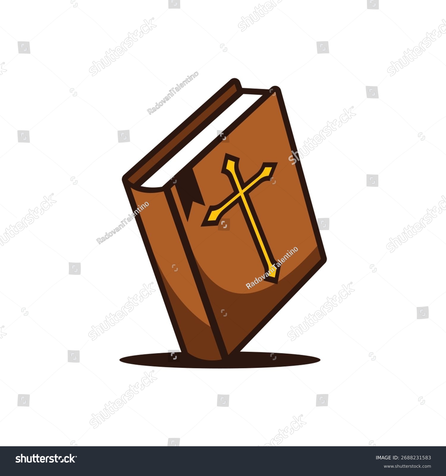 brown bible with gold cross logo clip art preview