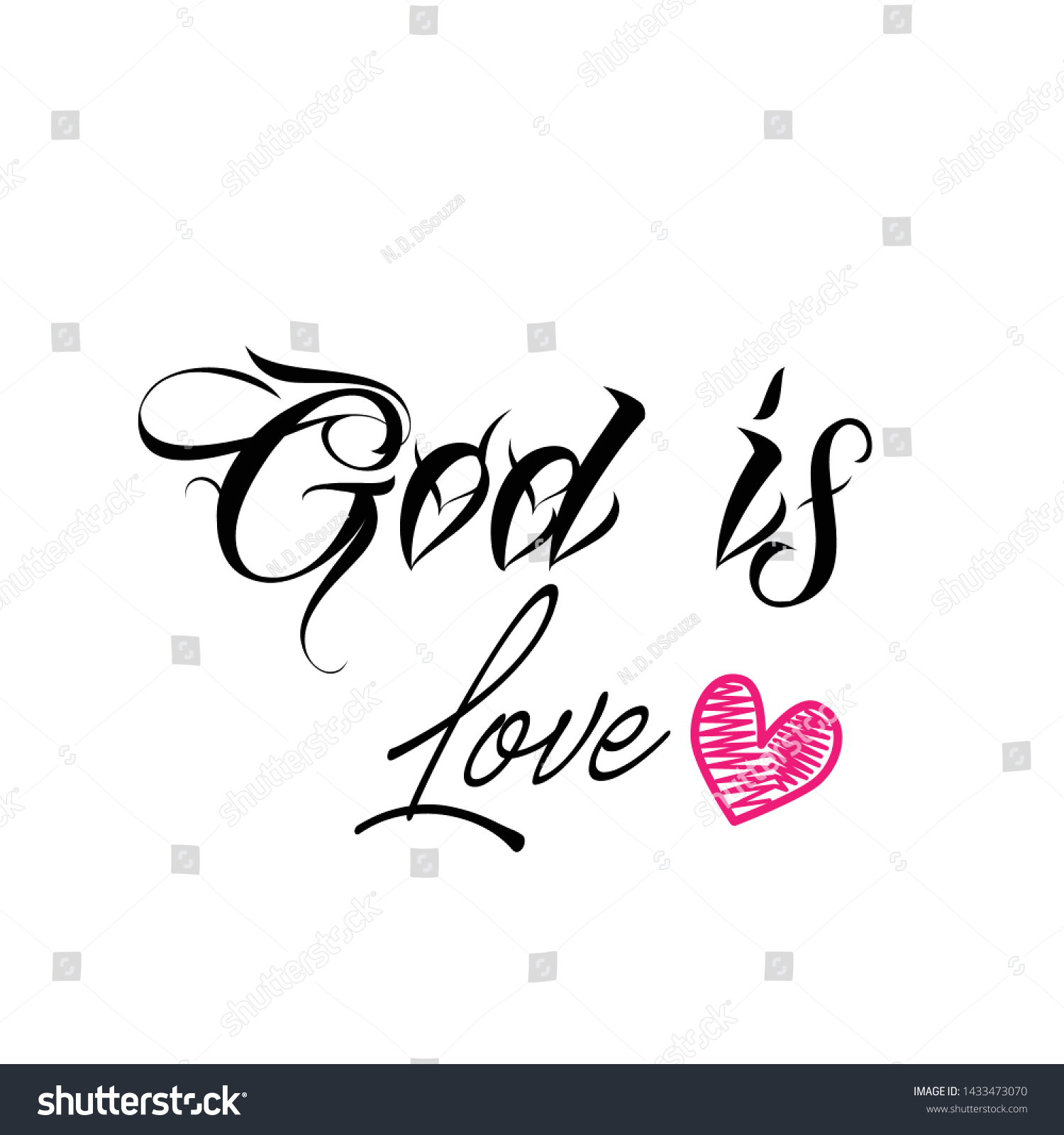 Biblical Phrase God Love Typography Print Stock Vector (Royalty Free ...