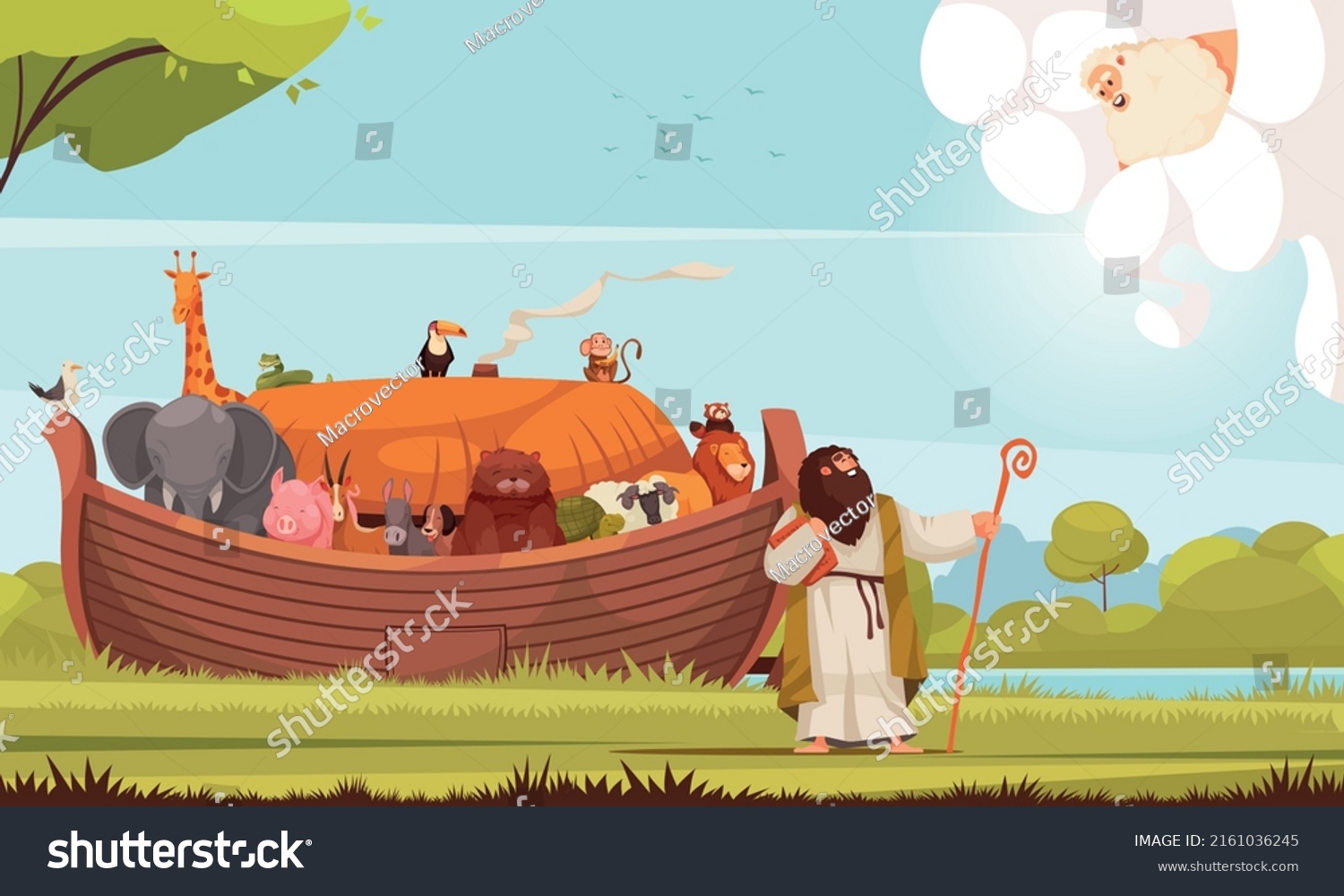 Biblical Scene Noah Talking God Near Stock Vector (Royalty Free ...