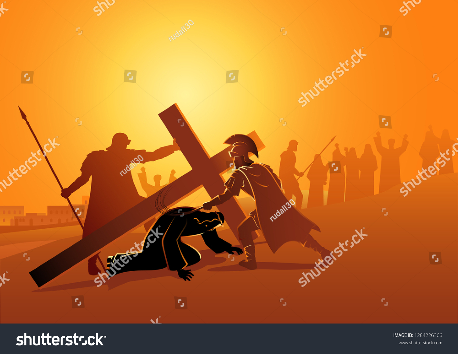 Biblical Vector Illustration Series Way Cross Stock Vector (Royalty ...