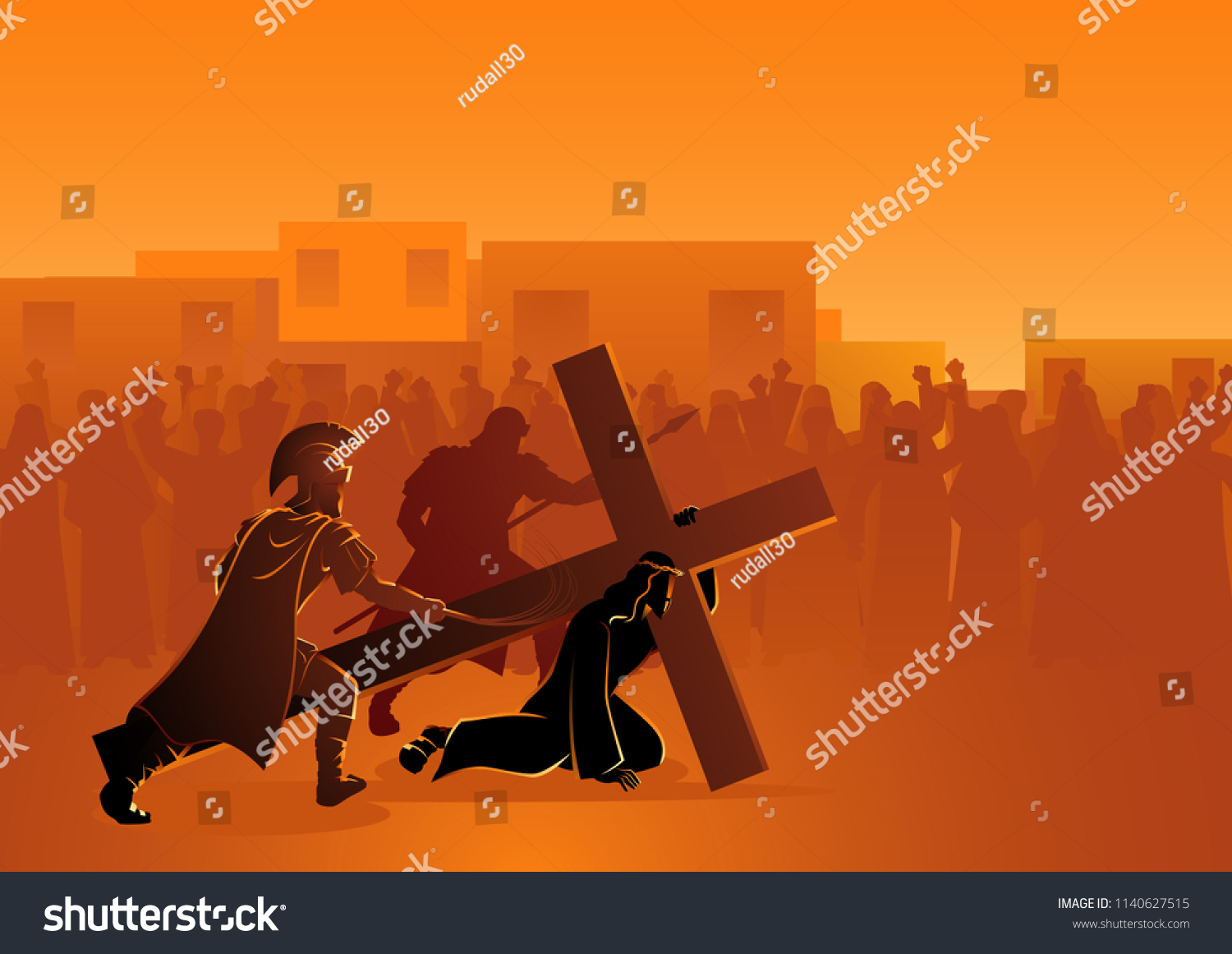 Biblical Vector Illustration Series Way Cross Vetor Stock Livre De Direitos 1140627515 5647