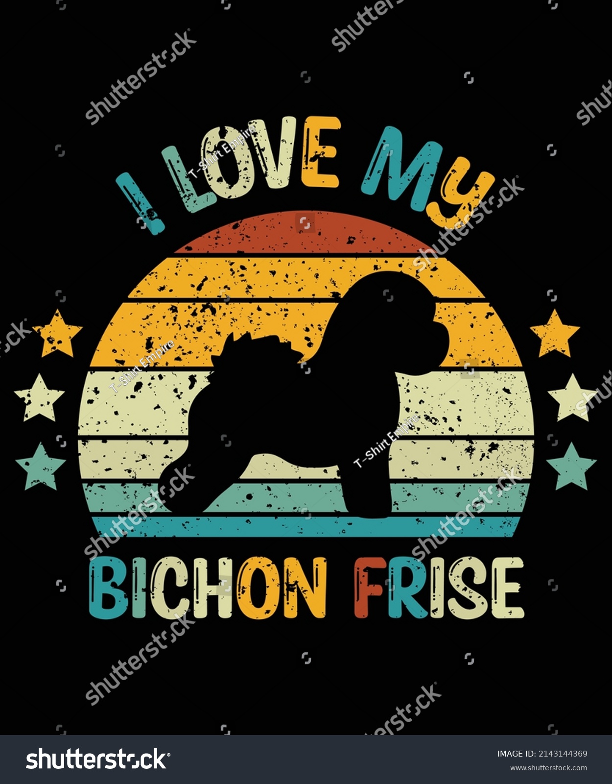 SVG of Bichon Frise silhouette vintage and retro t-shirt design svg
