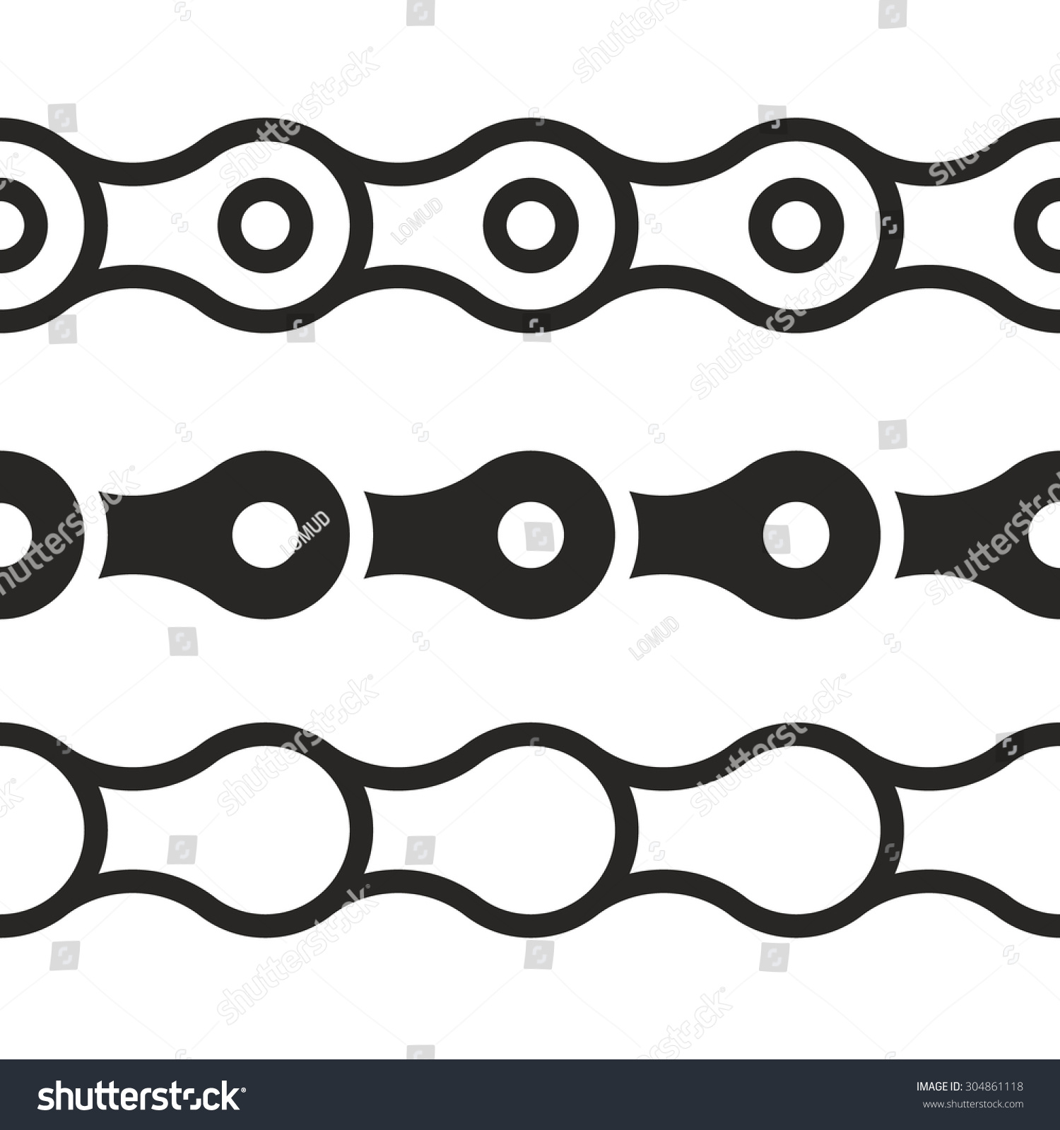 Bicycle Chain Links Set Seamless Border Stock Vector 304861118 Shutterstock