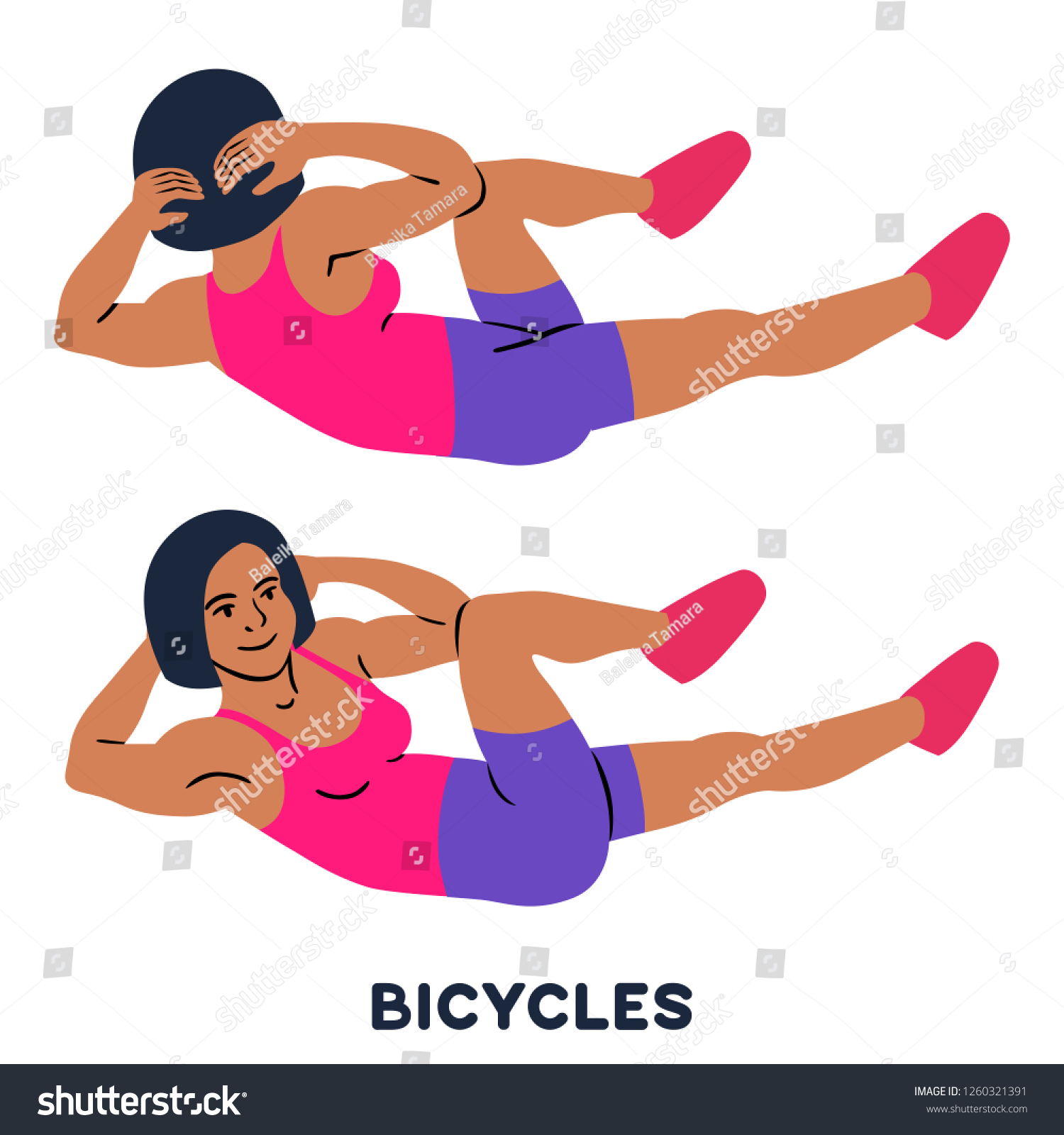 Bicycles Elbow Cnee Crunches Cross Body Stock Vector Royalty Free 1260321391 Shutterstock 8312