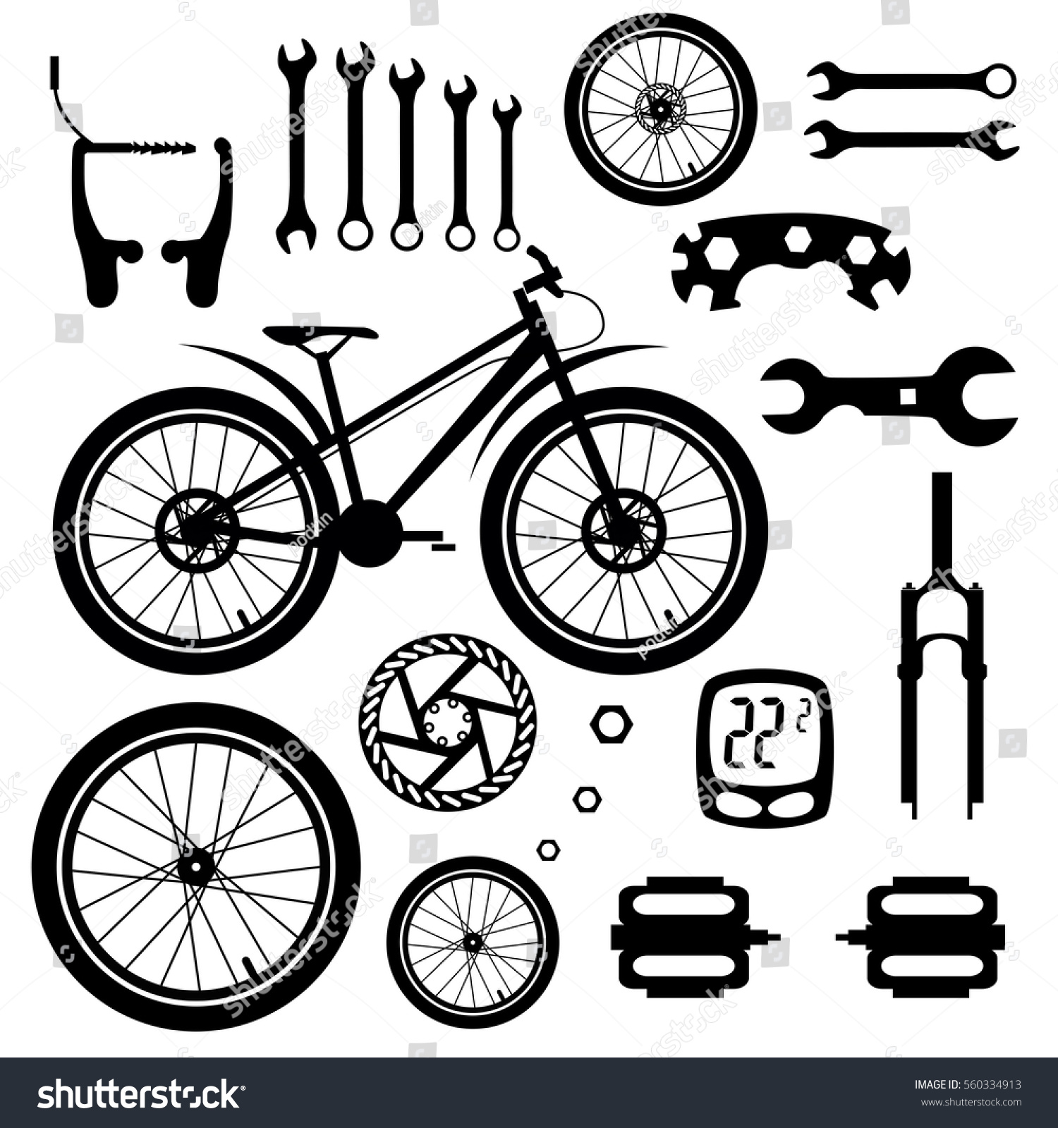 Bicycles Set Bicycle Parts Stock Vector 560334913 - Shutterstock