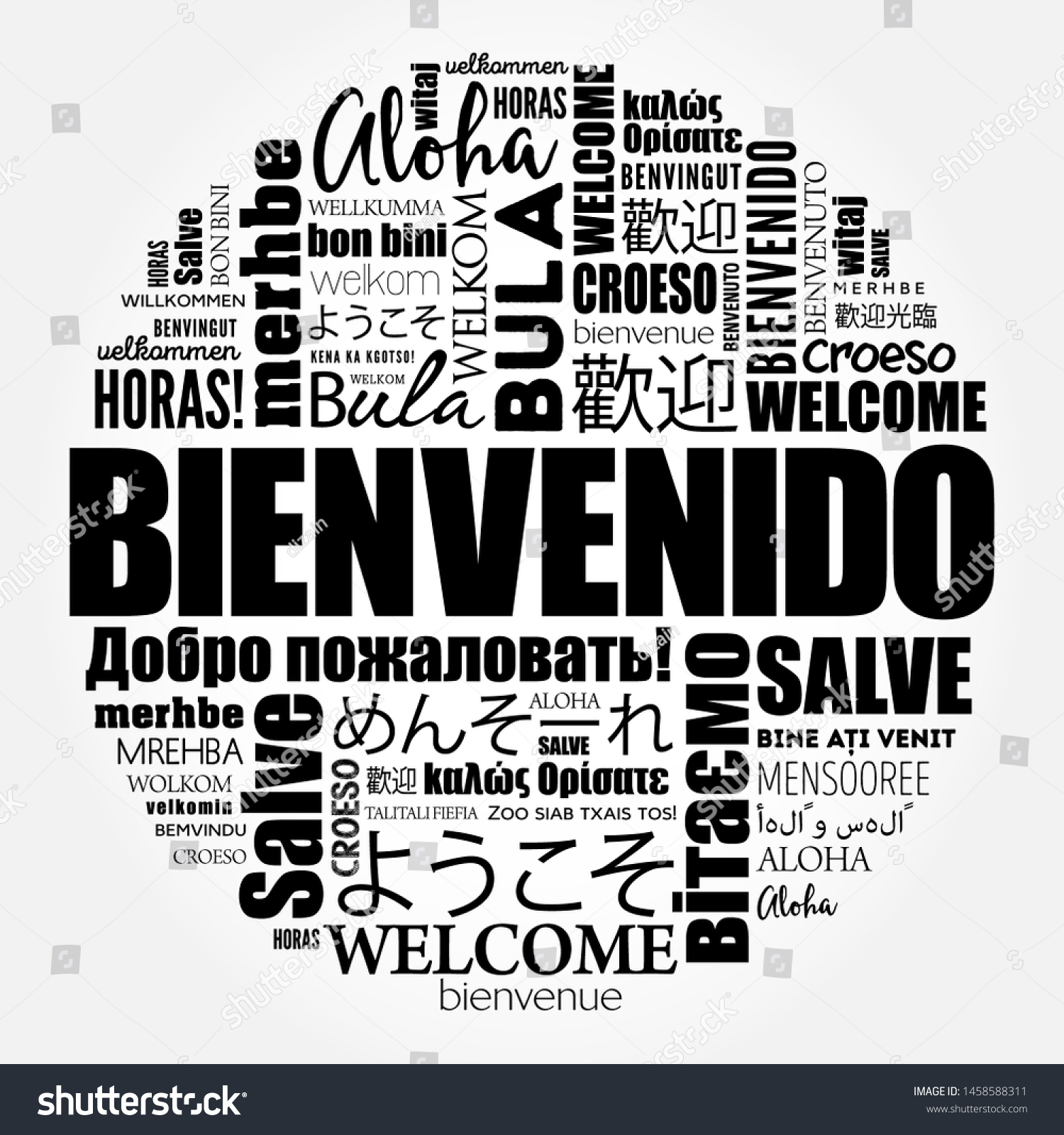 Bienvenido Welcome Spanish Word Cloud Different Stock Vector (Royalty ...