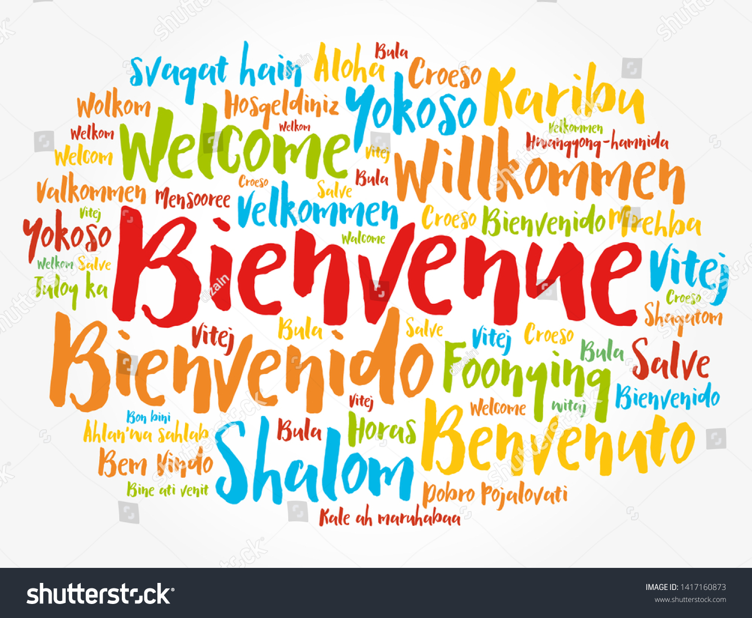 Bienvenue Welcome French Word Cloud Different Stock Vector (Royalty ...