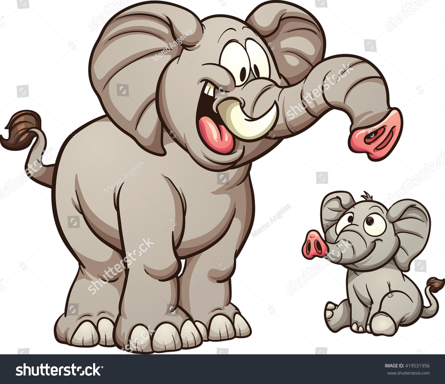 Big Small Cartoon Elephants Vector Clip Stock Vector (Royalty Free
