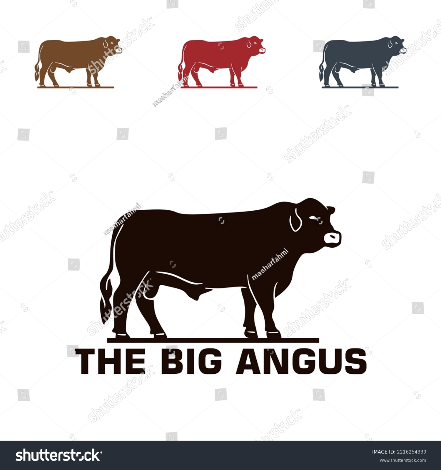 SVG of BIG ANGUS BULL LLOGO, silhouette of healthy cattle standing vector illustrations svg