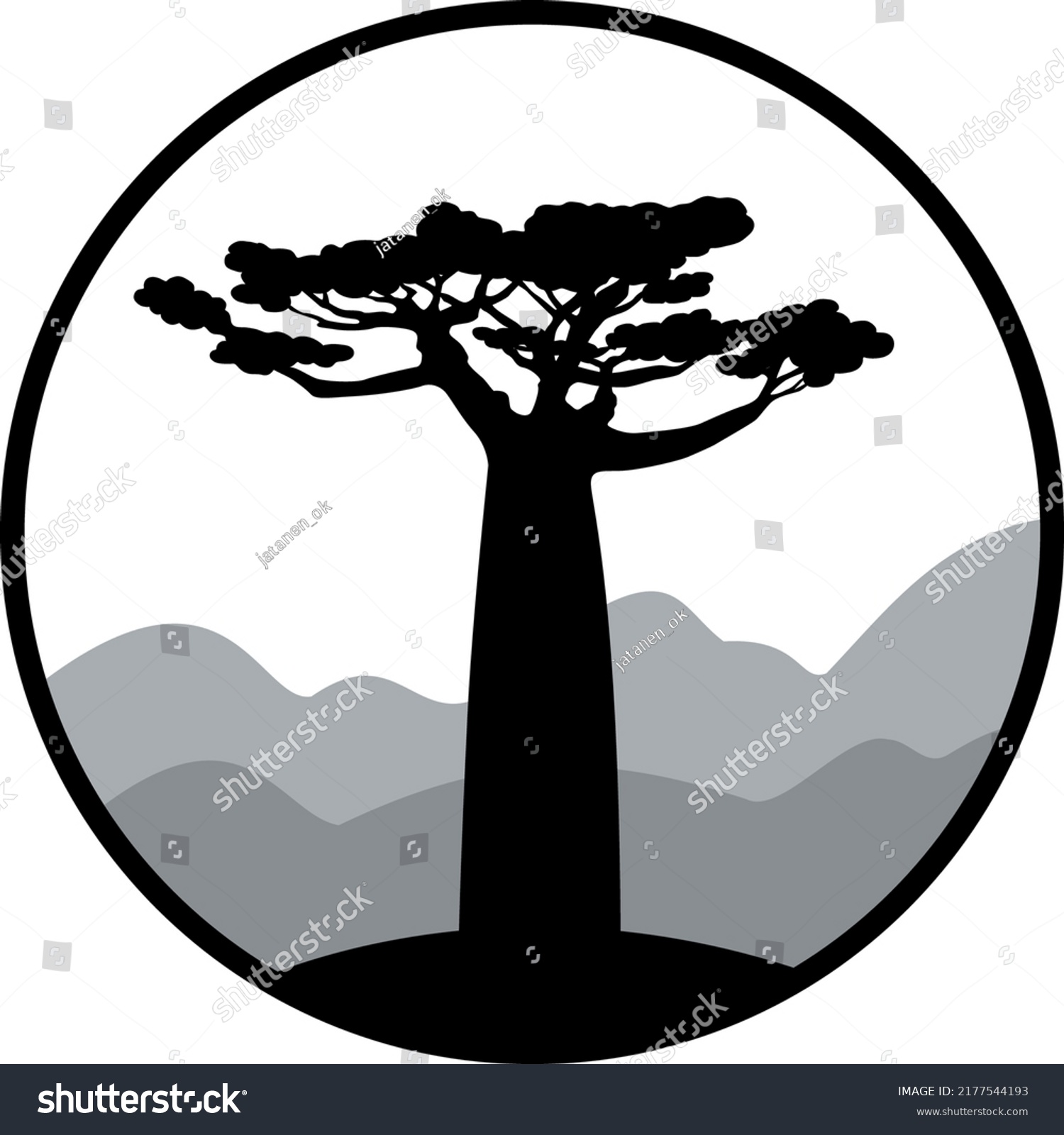 SVG of Big baobab logo. Baobab label svg