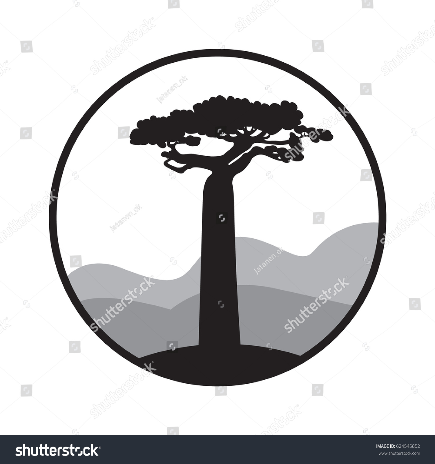 SVG of Big baobab logo. Baobab label svg