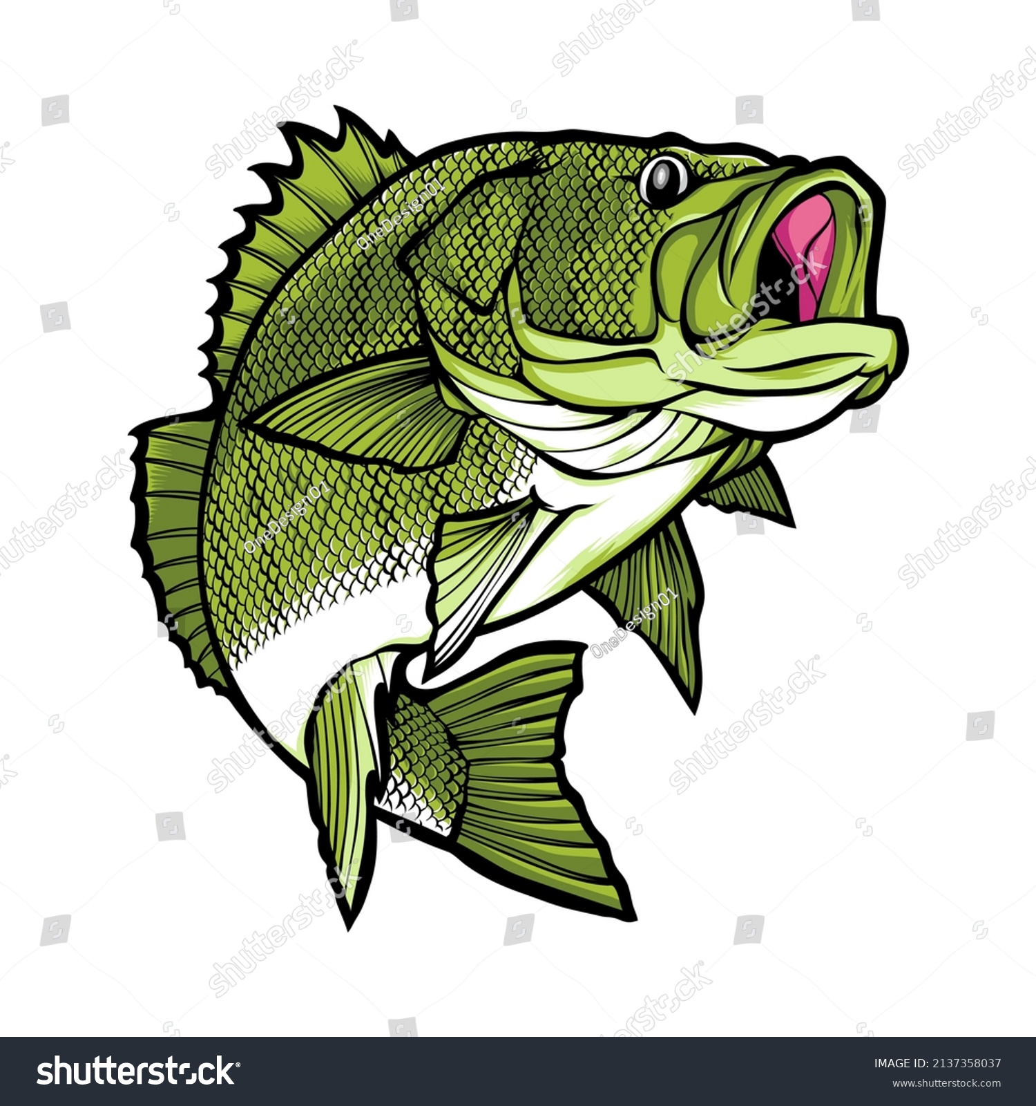 Big Bass Fish Vector Illustration Stock Vector (Royalty Free ...