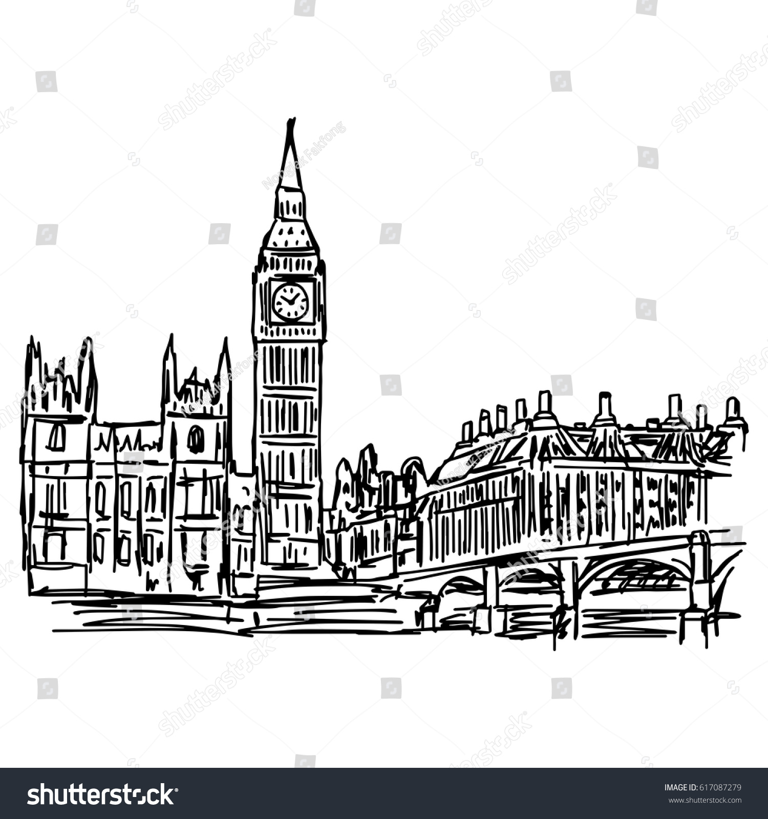 Big Ben Westminster Bridge London Vector Stock Vector Royalty Free