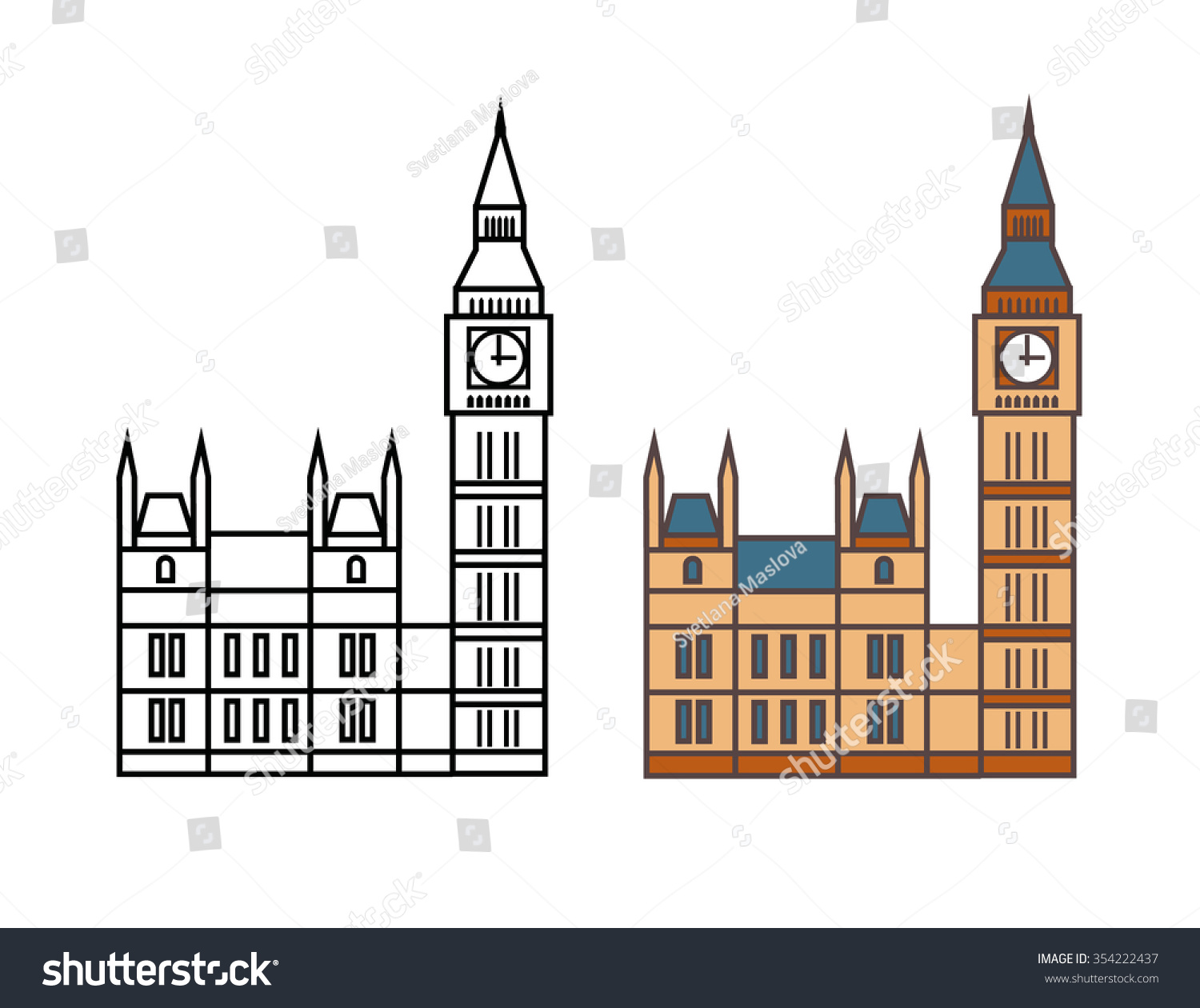 Big Ben Icon Symbol London Vector Stock Vector (Royalty Free) 354222437