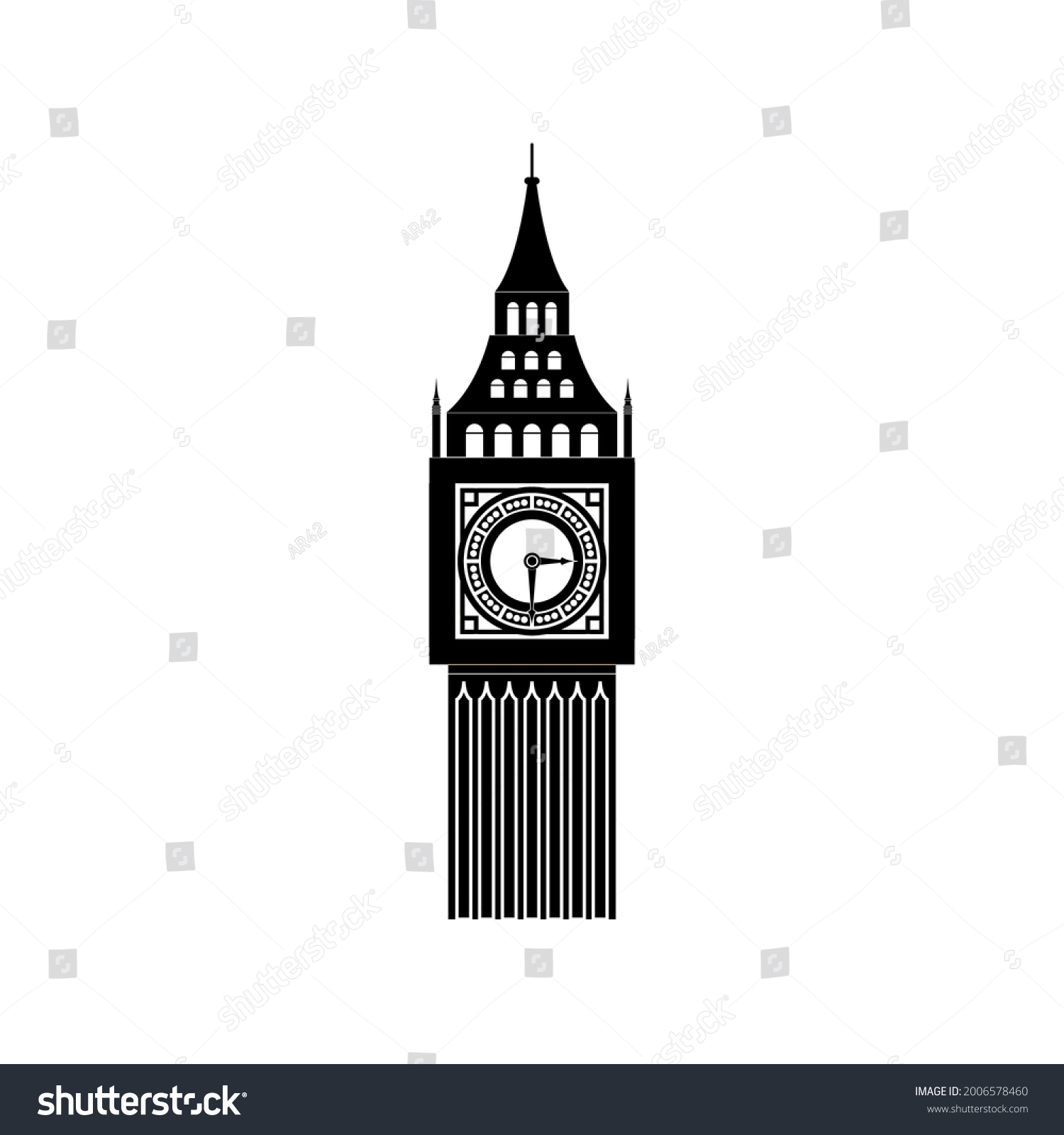 Big Ben London English Clock Flat Stock Vector (Royalty Free ...