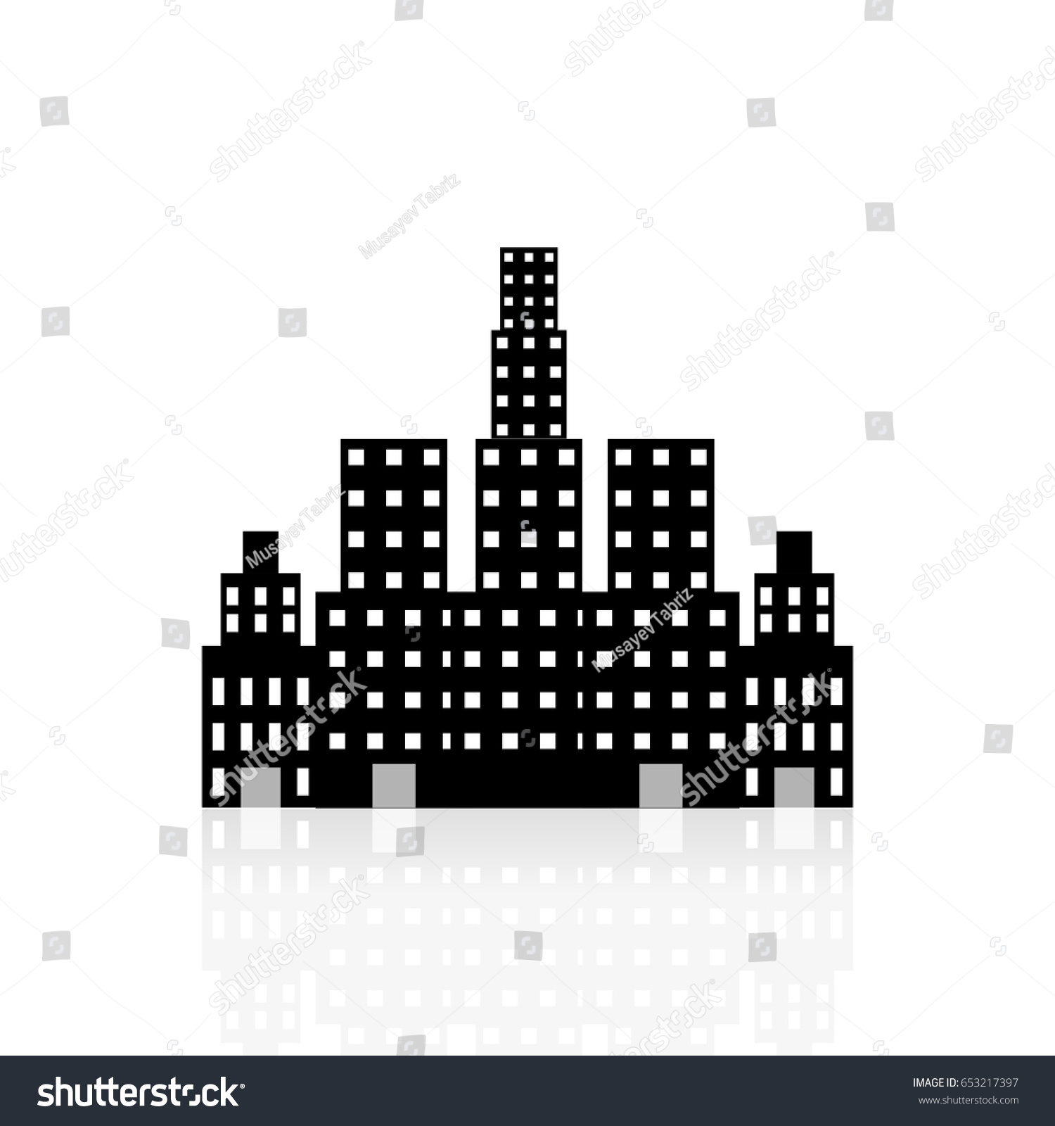 Big Black City Vector: vector de stock (libre de regalías) 653217397