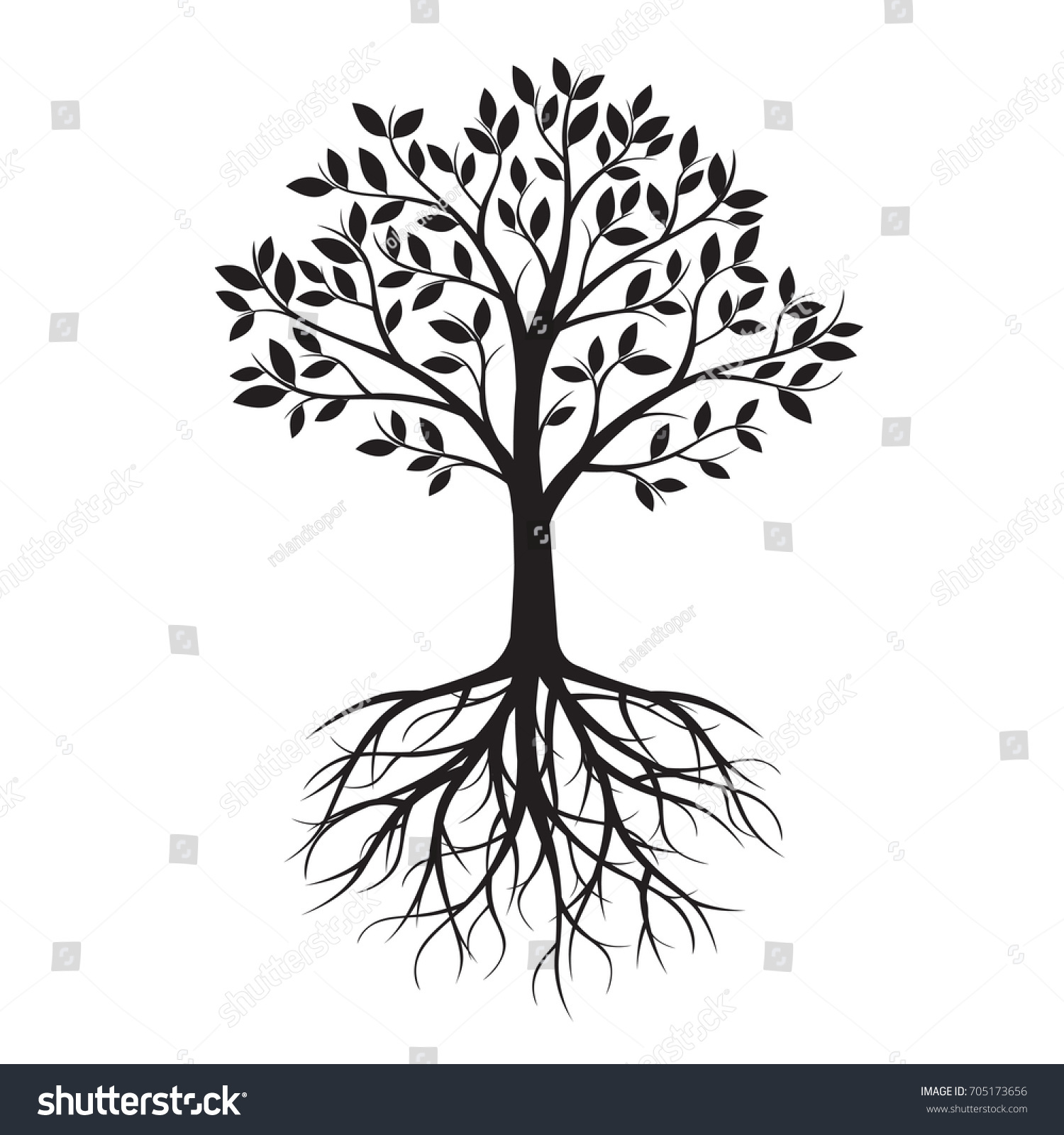 Big Black Tree Roots Vector Illustration Stock Vector (Royalty Free ...