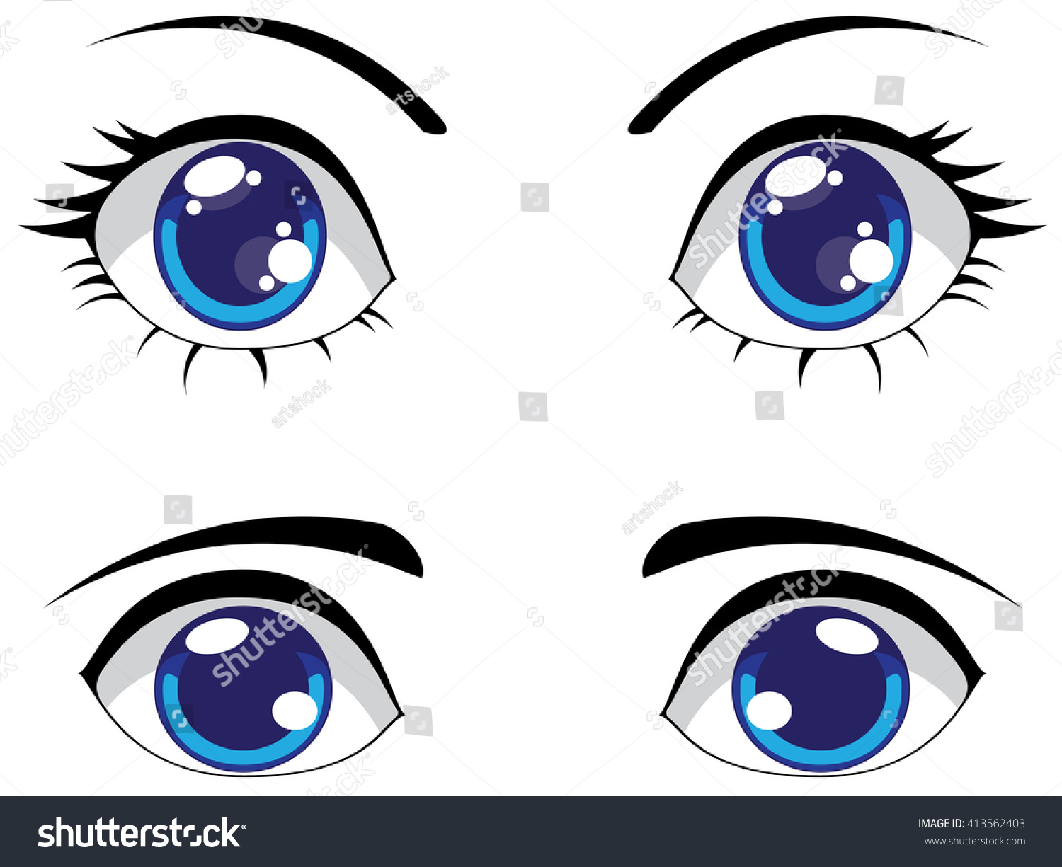 Big Cartoon Eyes Blue Color Female Stock Vector 413562403 - Shutterstock