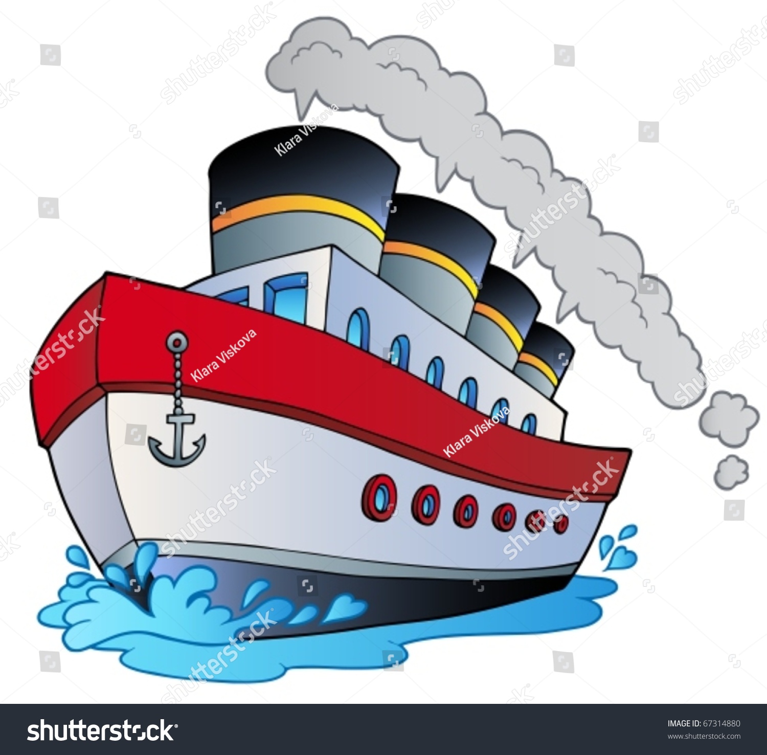 Big Cartoon Steamship Vector Illustration Stock Vector 67314880 ...